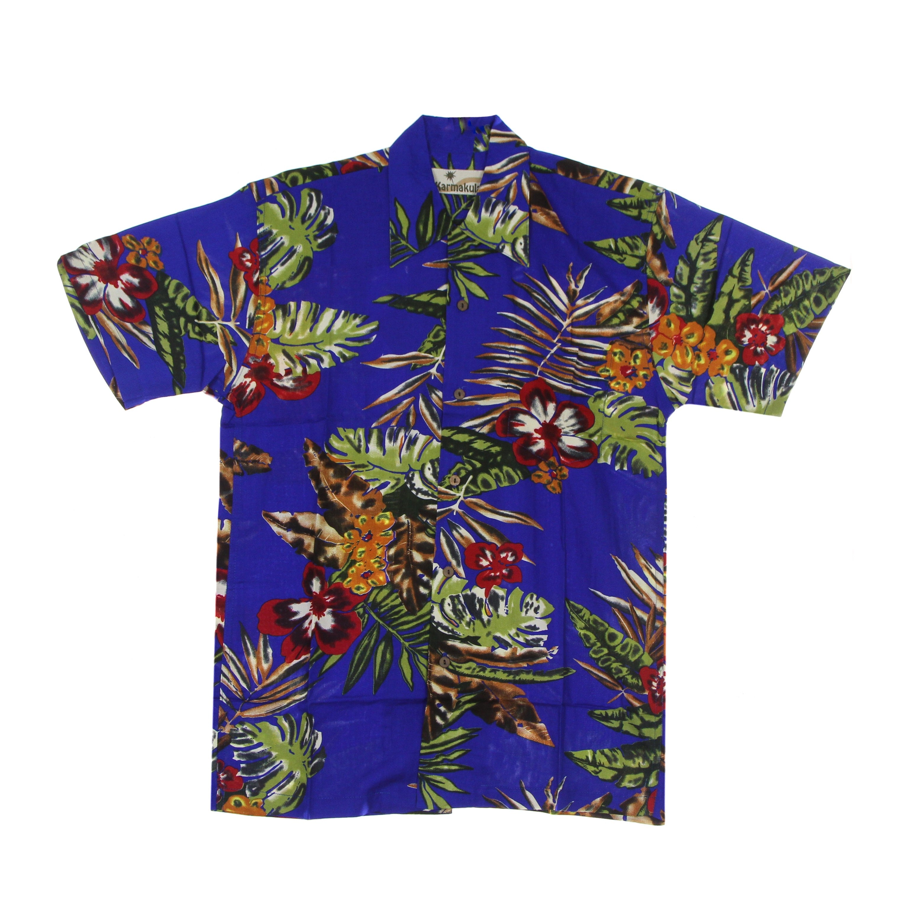 Karmakula, Camicia Manica Corta Uomo Hawaiian Shirt, Paris Blue