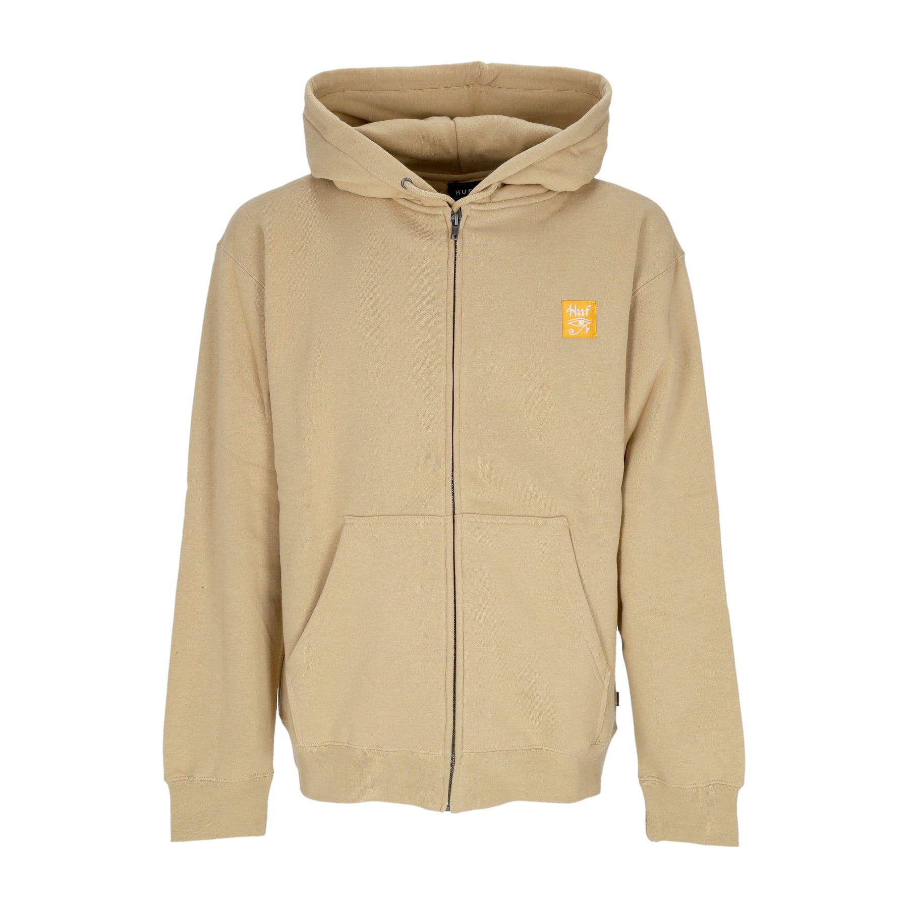 Huf, Felpa Cappuccio Zip Uomo Horus Full Zip Hoodie, Oatmeal