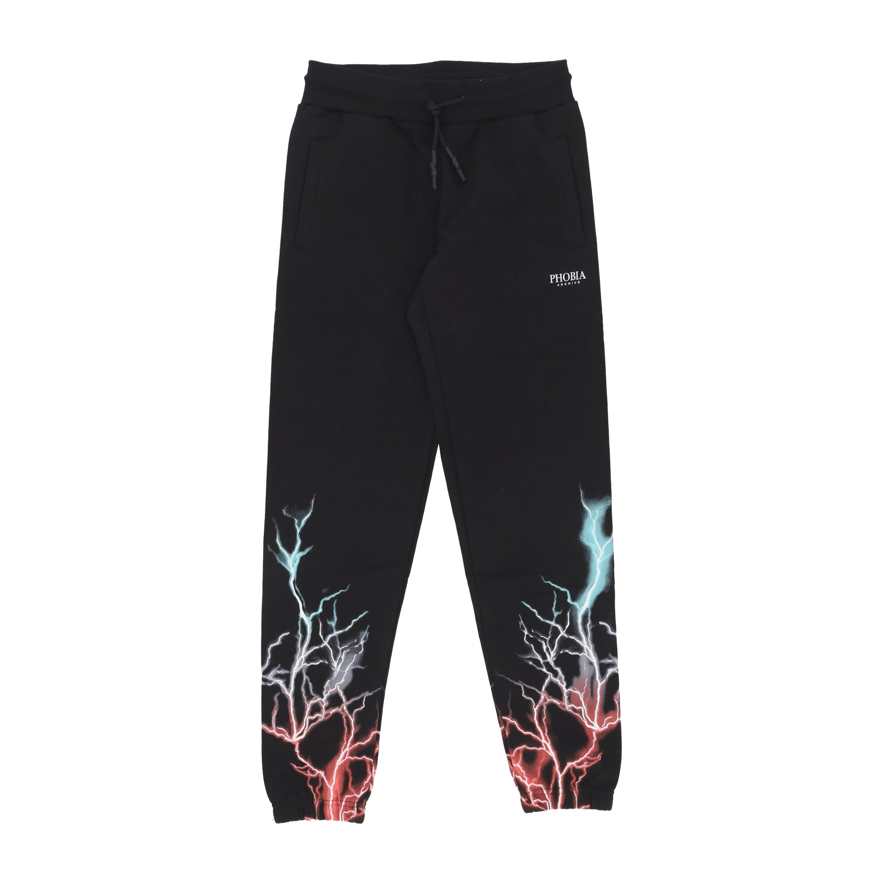 Lightweight Men's Tracksuit Pants Bicolor Lightning Print Pants Black