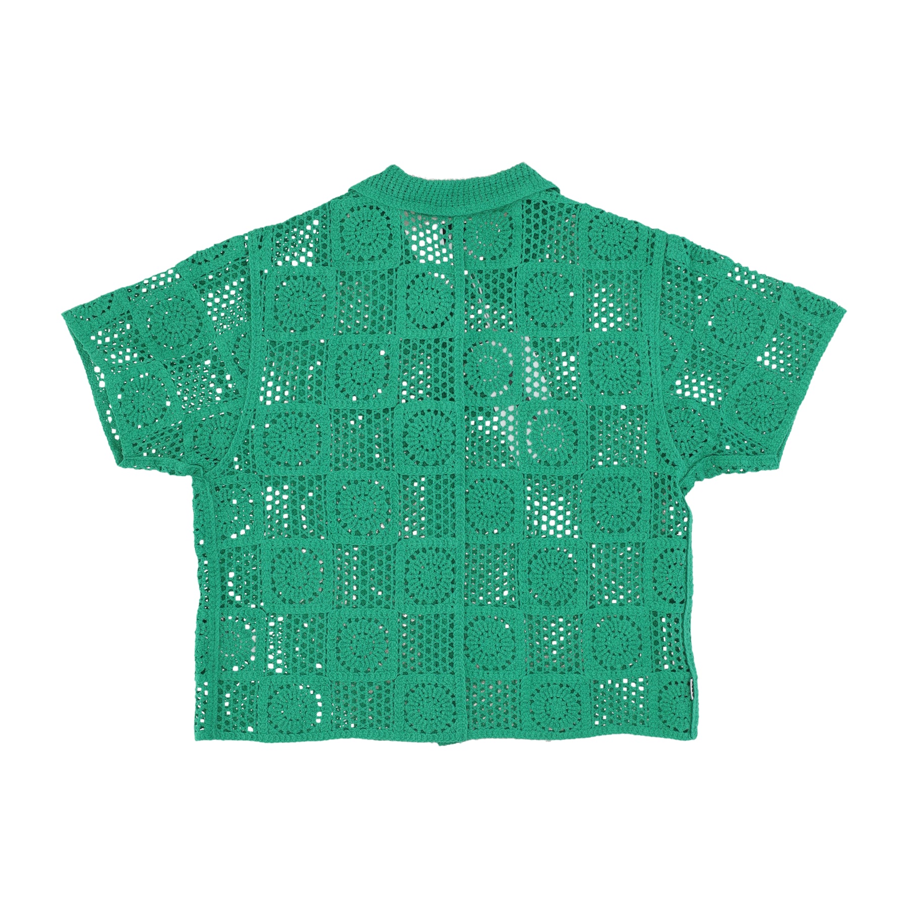 Agatha Crochet Knit Sweater Spring Green Women's Short Sleeve Shirt