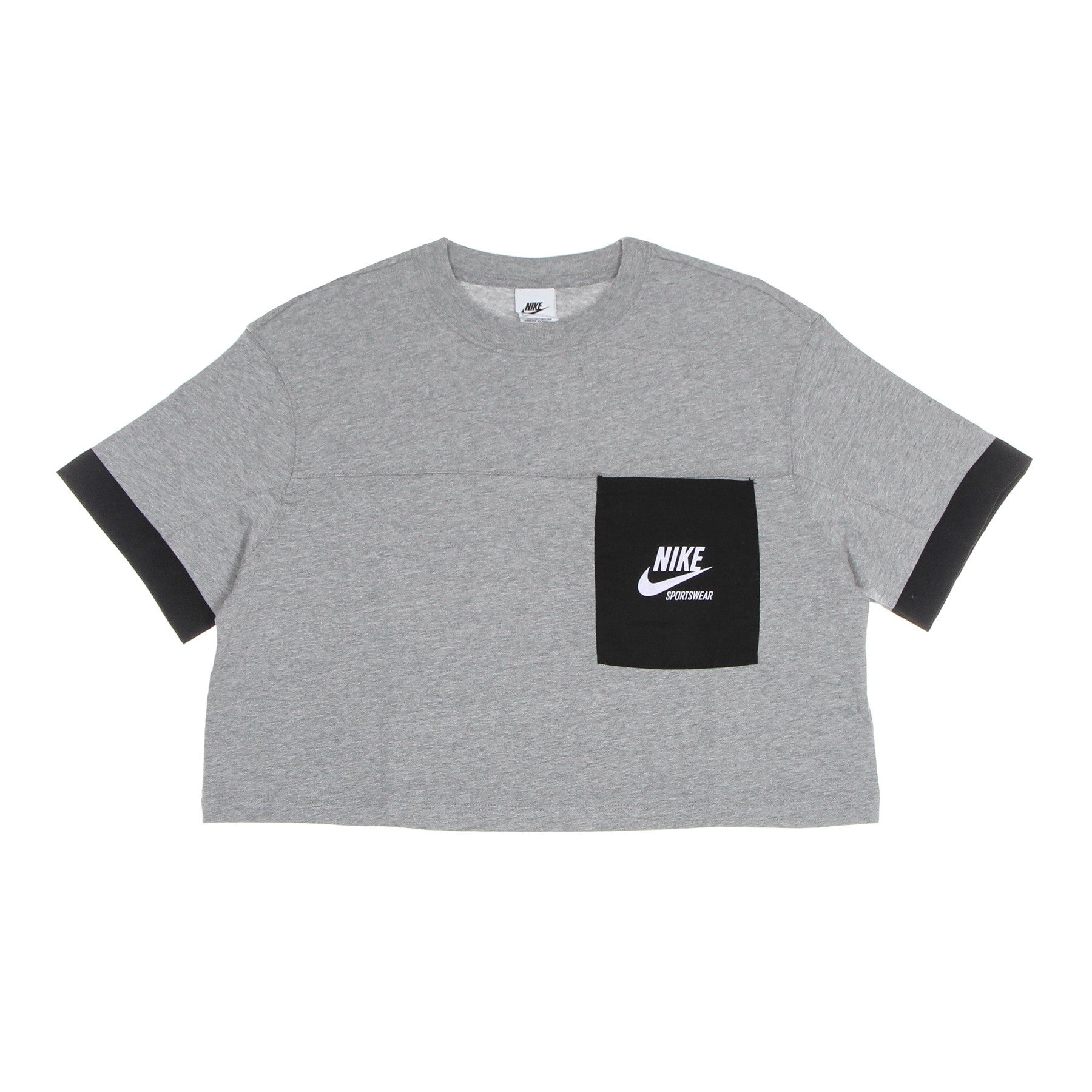Nike, Maglietta Corta Donna W Top Heritage, Dk Grey Heather/black/white/white