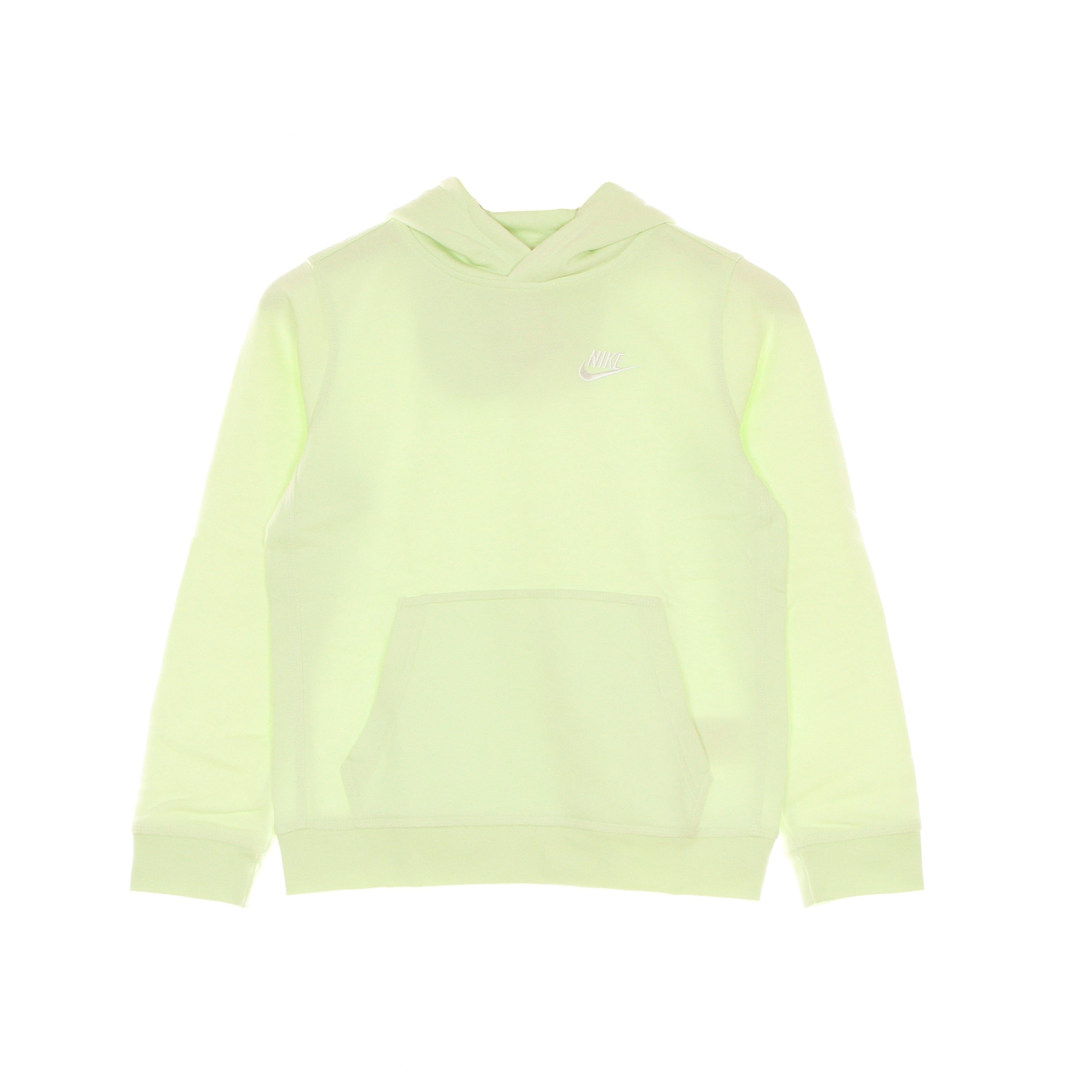 Nike, Felpa Cappuccio Bambino B Sportswear Club Pullover Hoodie, Lime Ice/white