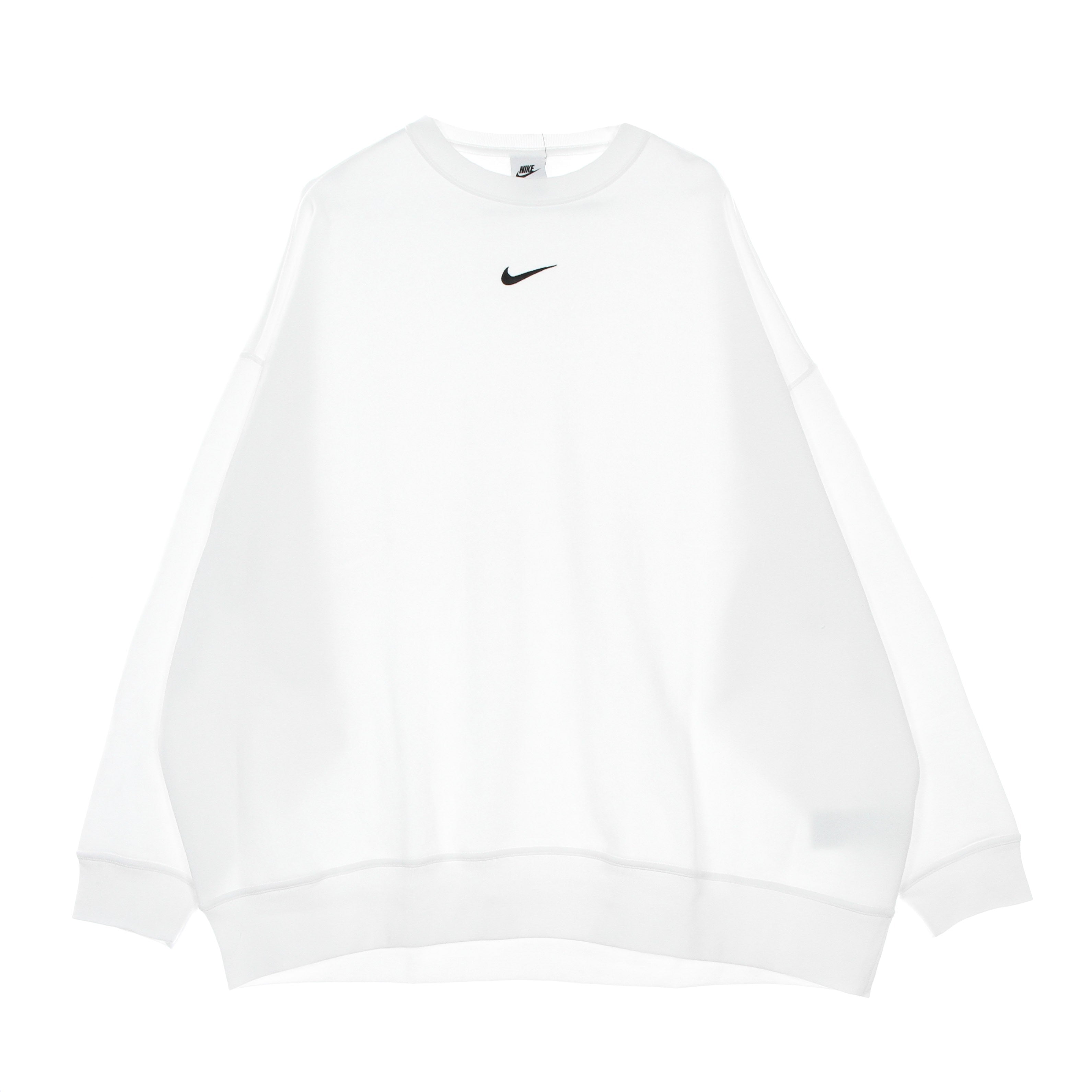 Nike, Felpa Girocollo Donna W Essentials Collection Fleece Oversized Crew, White/black