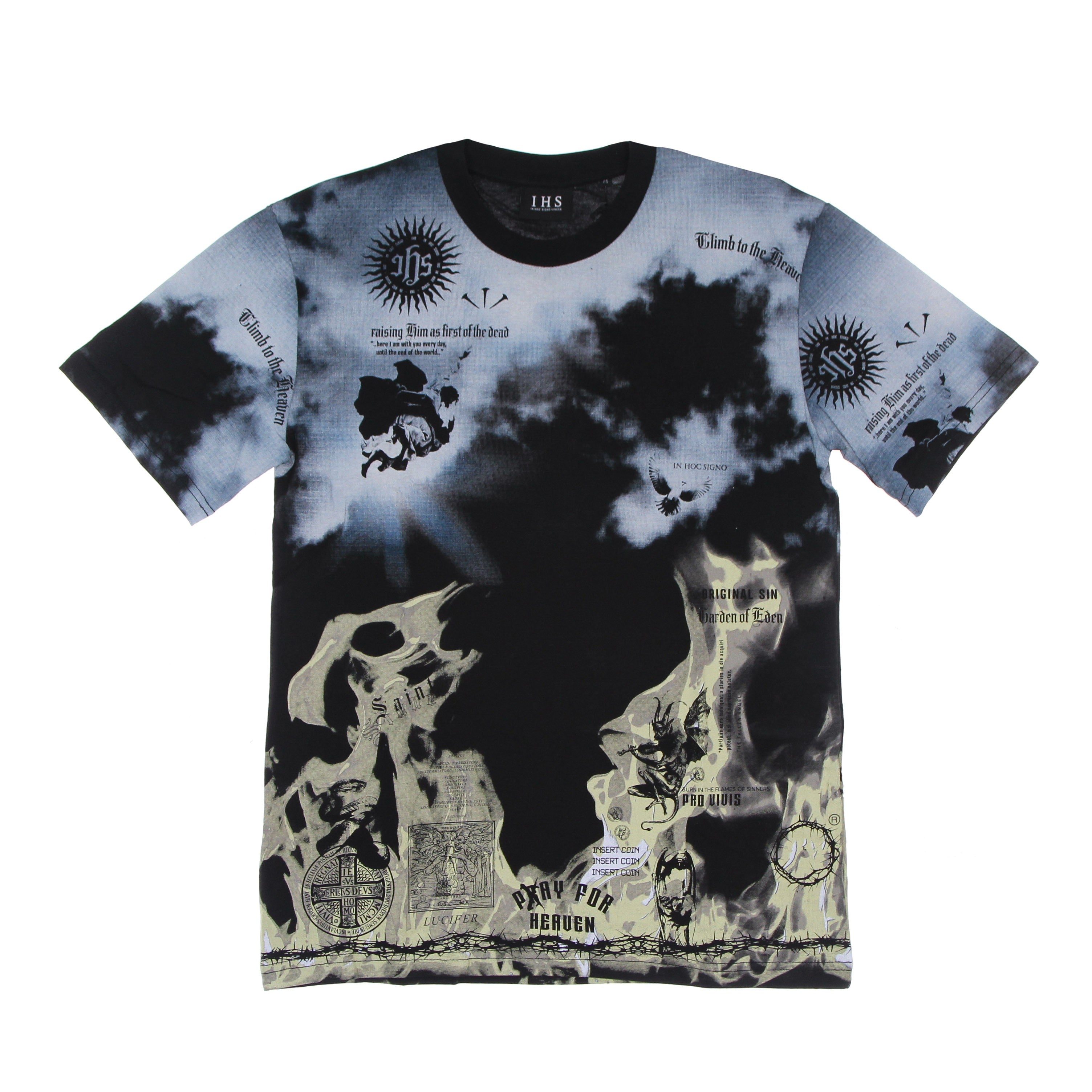 Ihs, Maglietta Uomo Clouds & Flames Tee, Black/multi