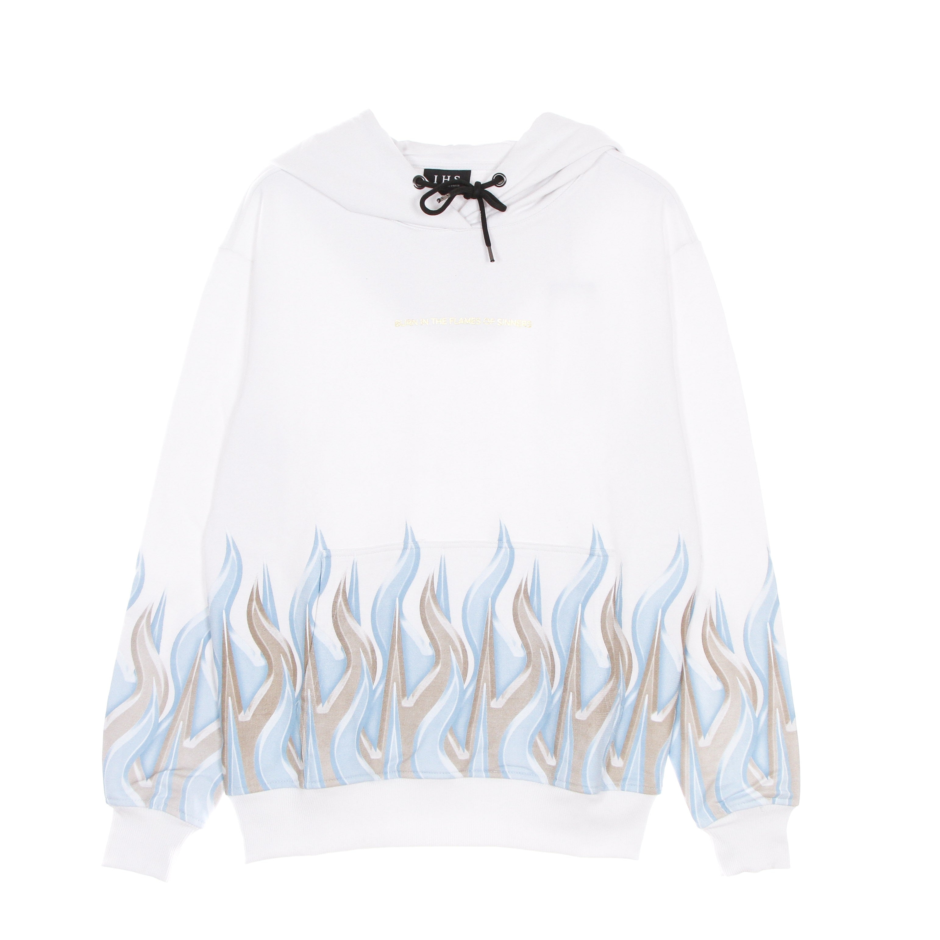 Ihs, Felpa Leggera Cappuccio Uomo New Flames Hoodie, White