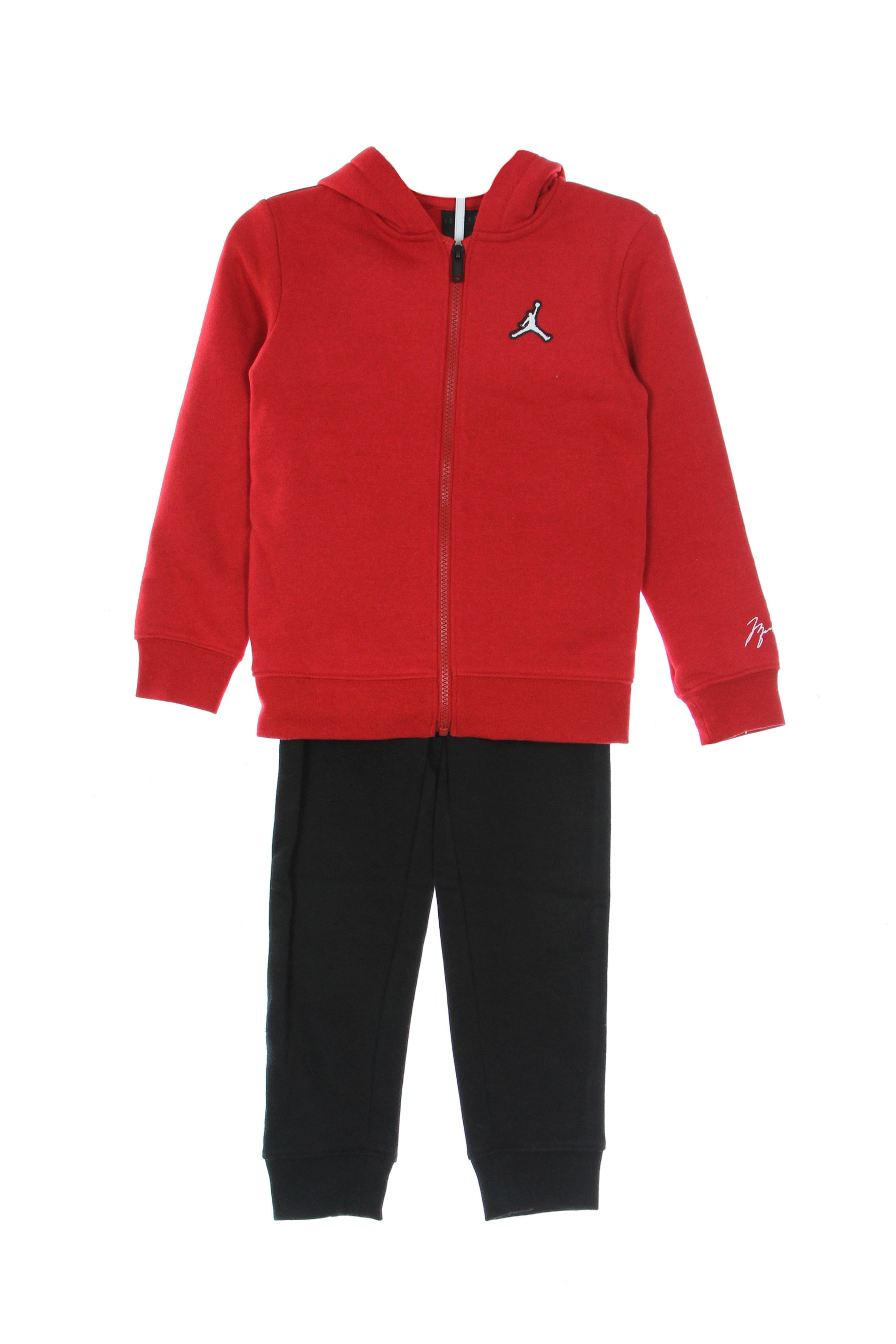 Jordan, Completo Tuta Bambino Essentials Fleece Set, Black/gym Red