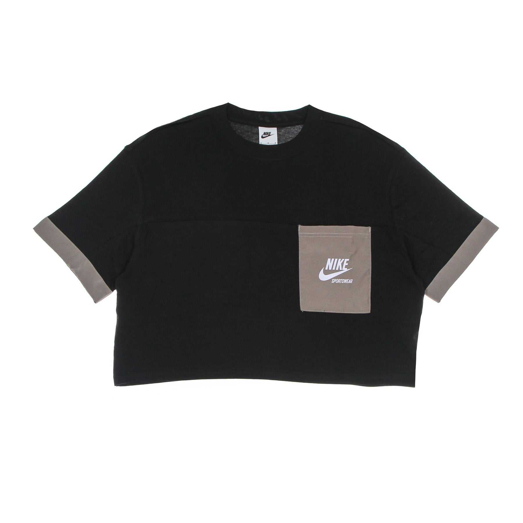 Nike, Maglietta Corta Donna W Top Heritage, Black/moon Fossil/white