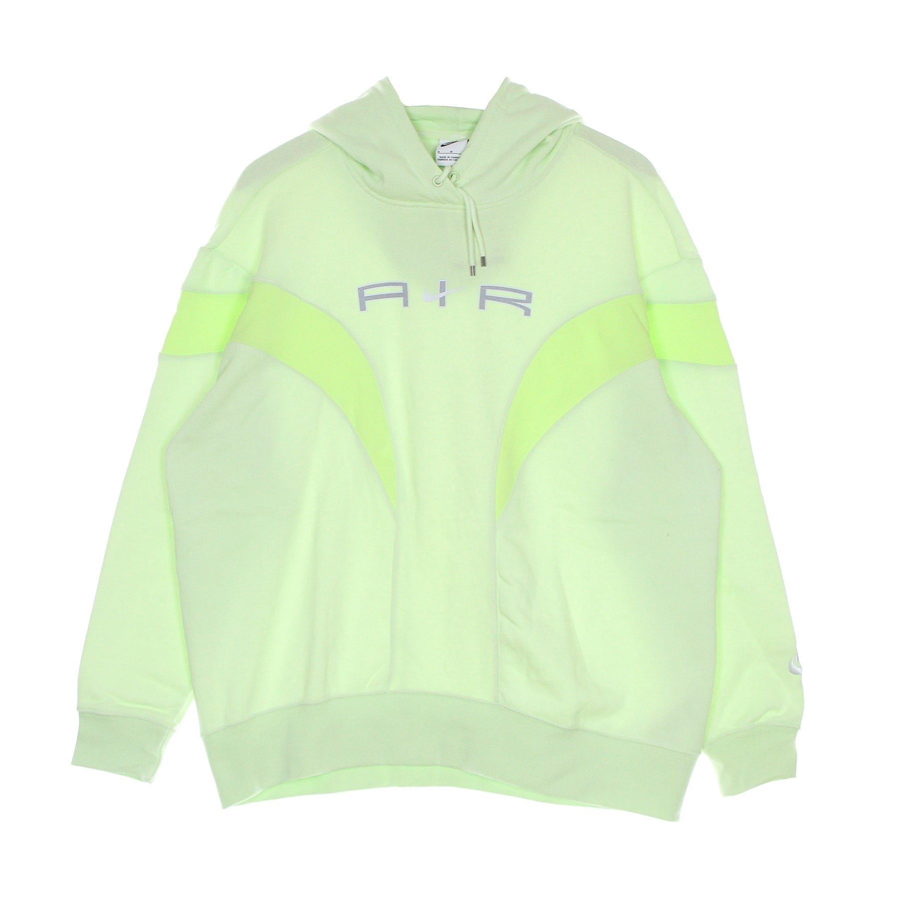 Nike, Felpa Leggera Cappuccio Donna Air Fleece Gx Hoodie, Lime Ice/lt Lemon Twist/white