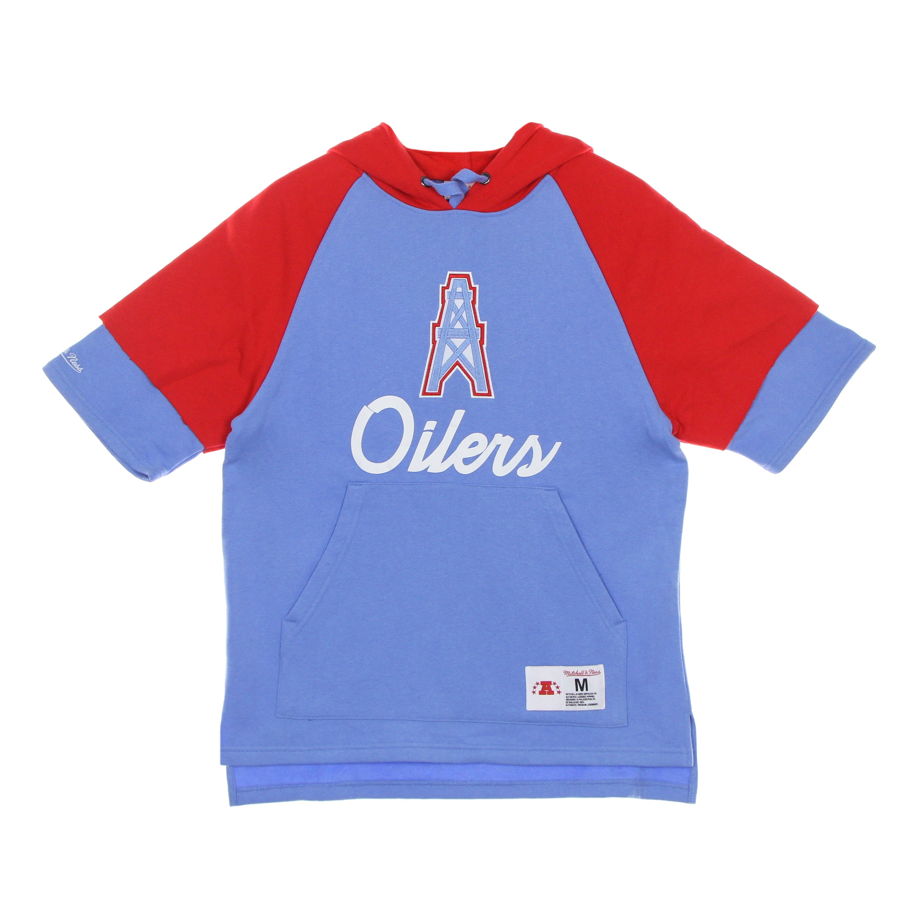 Mitchell & Ness, Felpa Cappuccio Manica Corta Uomo Nfl Fleece Hoodie Houoil, Light Blue