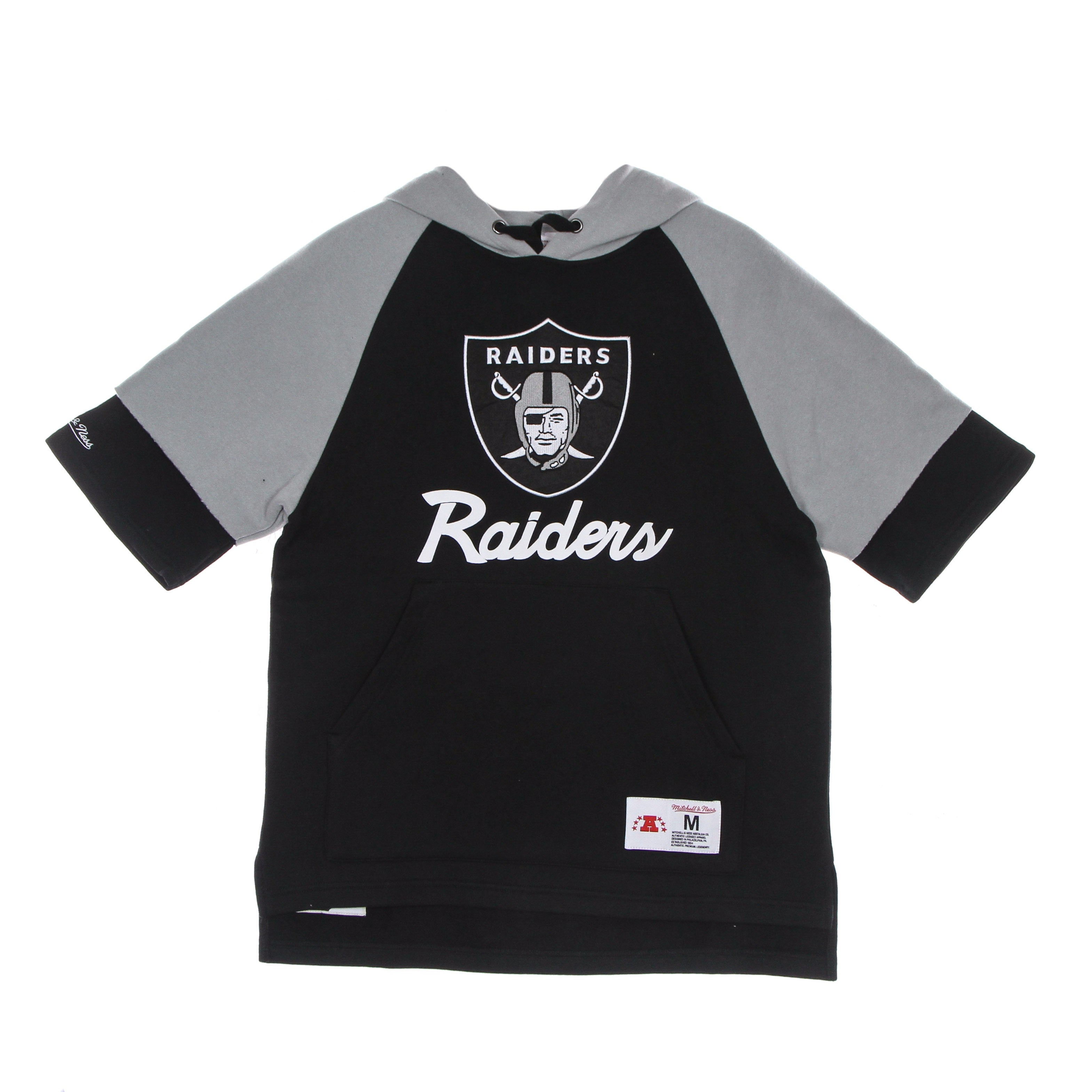 Mitchell & Ness, Felpa Cappuccio Manica Corta Uomo Nfl Fleece Hoodie Oakrai, Black