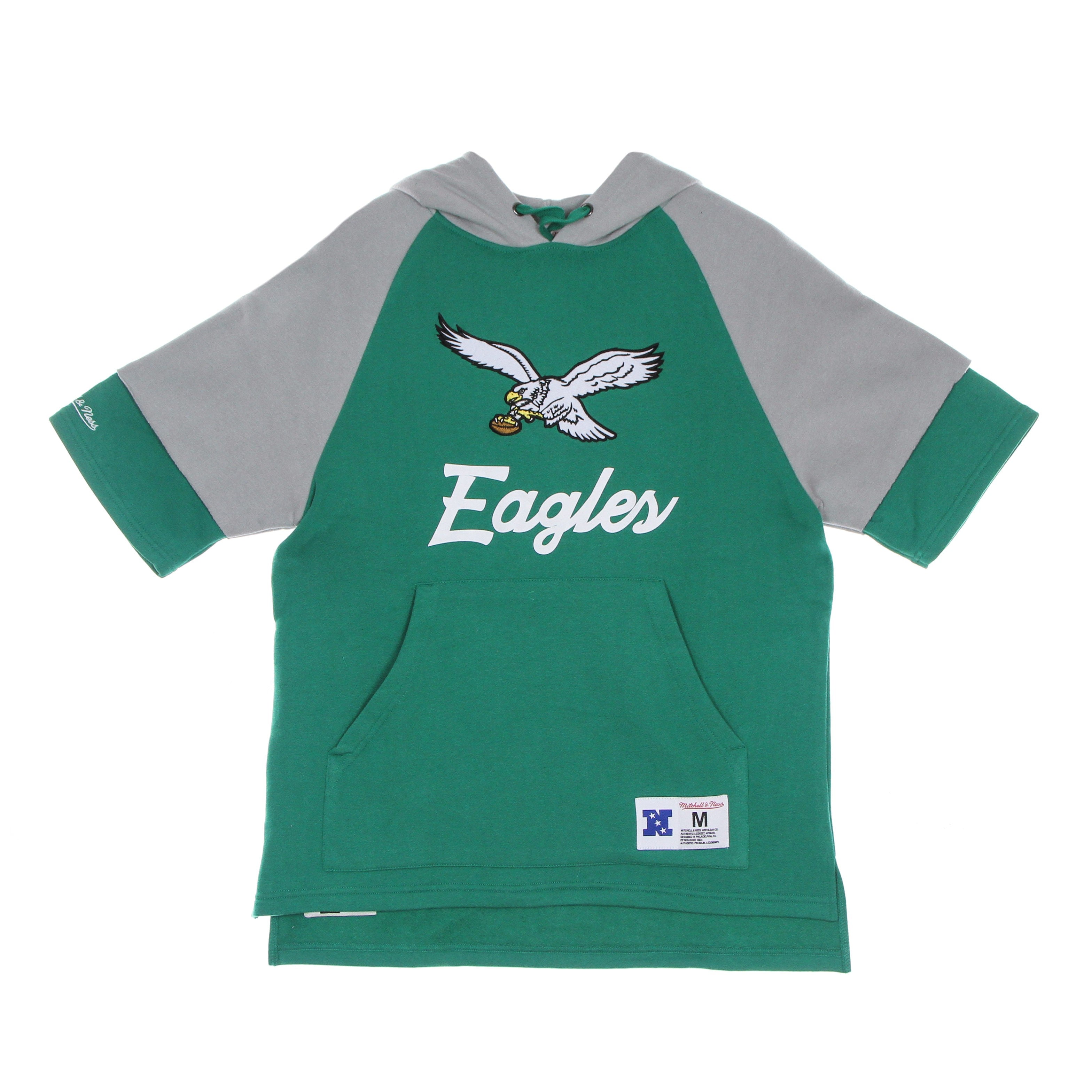 Mitchell & Ness, Felpa Cappuccio Manica Corta Uomo Nfl Fleece Hoodie Phieag, Dark Green