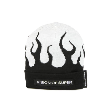 Vision Of Super, Uomo White Flames Beanie, Black/white