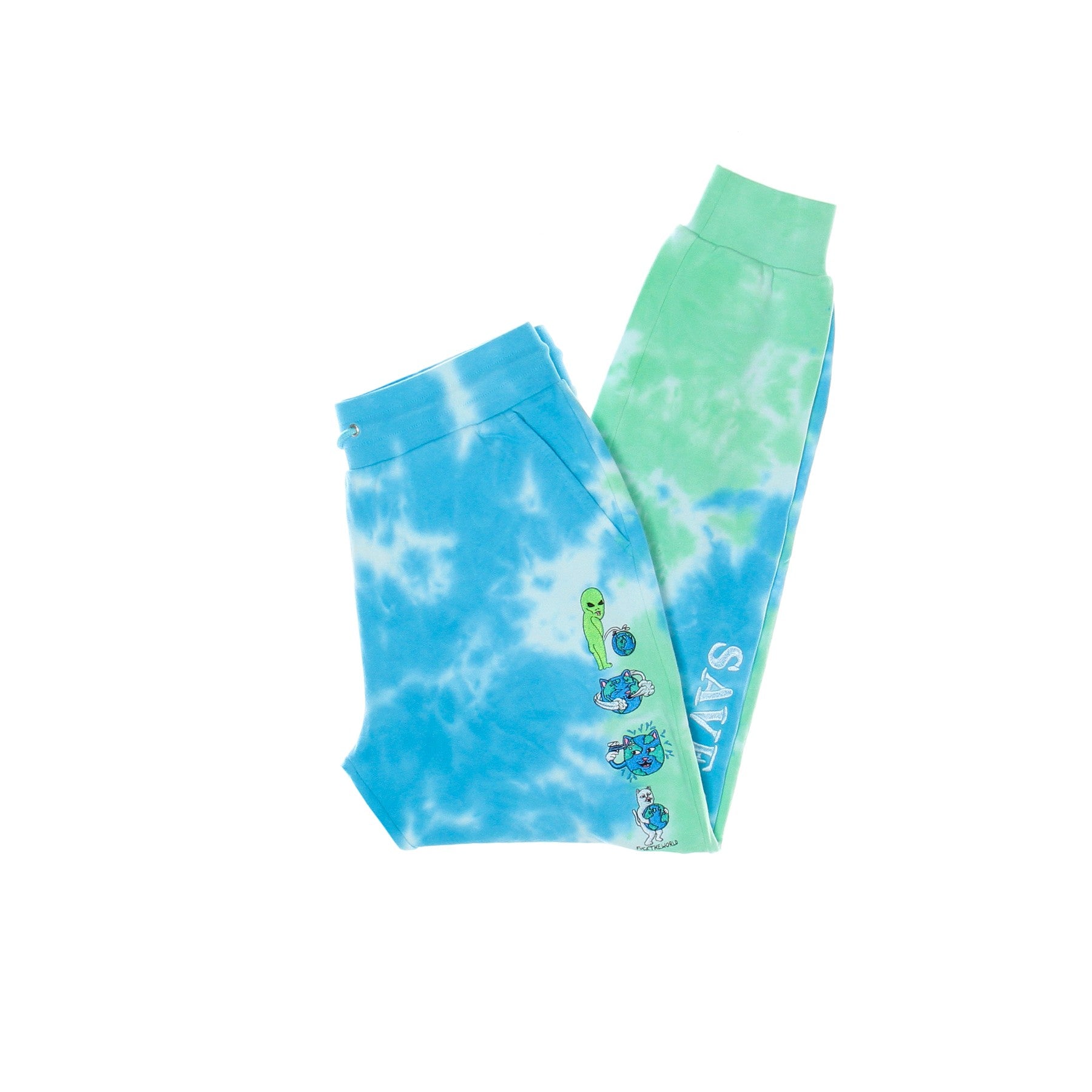 Pantalone Tuta Leggero Uomo Save the World Embroidered Sweatpants Aqua/green Tie Dye