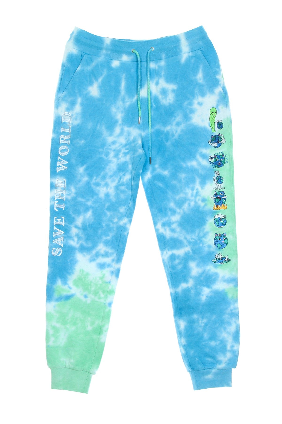 Pantalone Tuta Leggero Uomo Save the World Embroidered Sweatpants Aqua/green Tie Dye