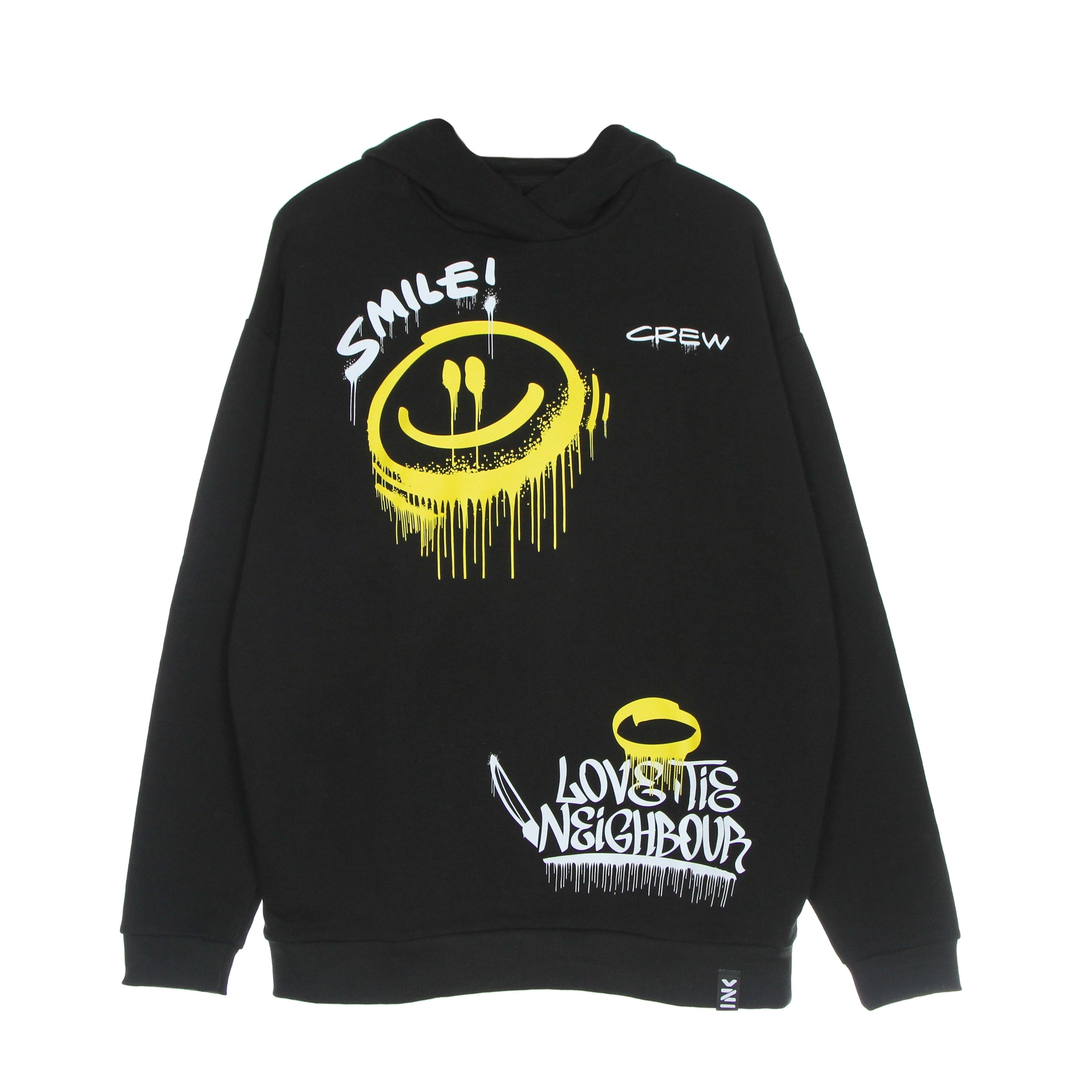 Inkover, Felpa Leggera Cappuccio Uomo Smilink H1, Black