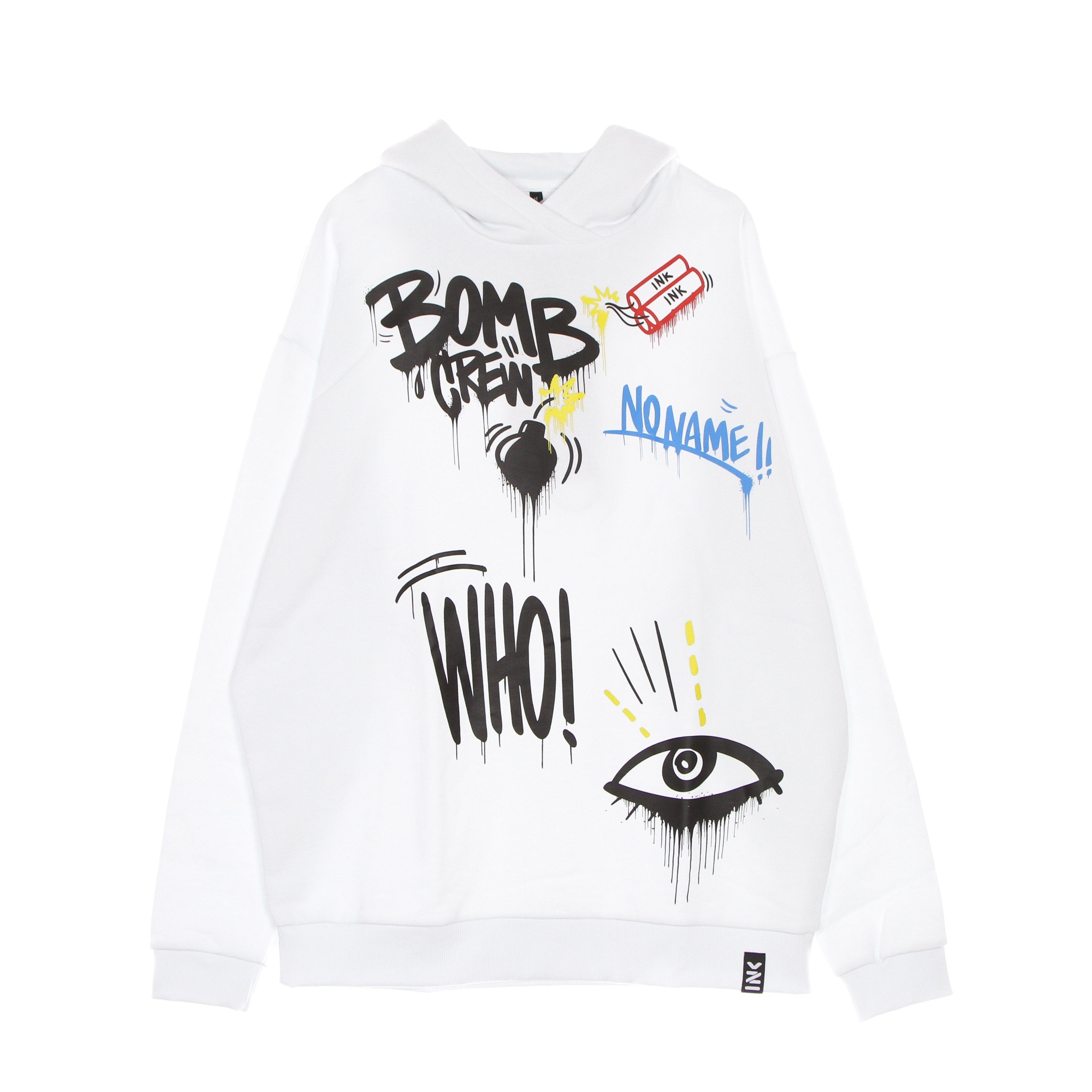 Inkover, Felpa Leggera Cappuccio Uomo Bombink H2, White