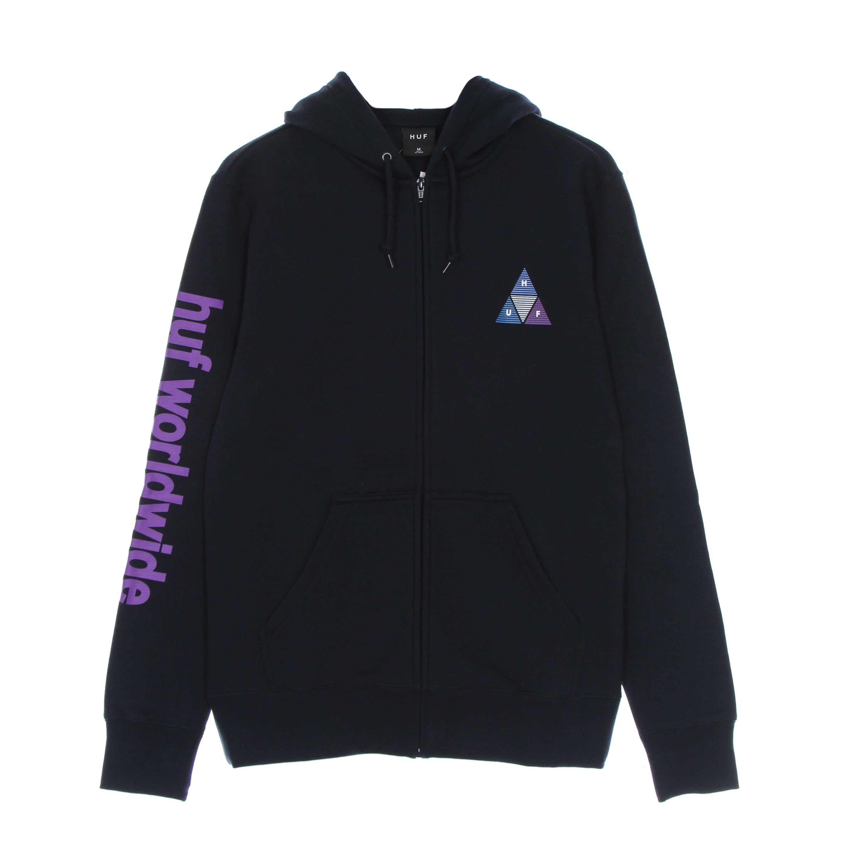 Huf, Felpa Cappuccio Zip Uomo Prism Triple Triangle Full Zip Hoodie, 