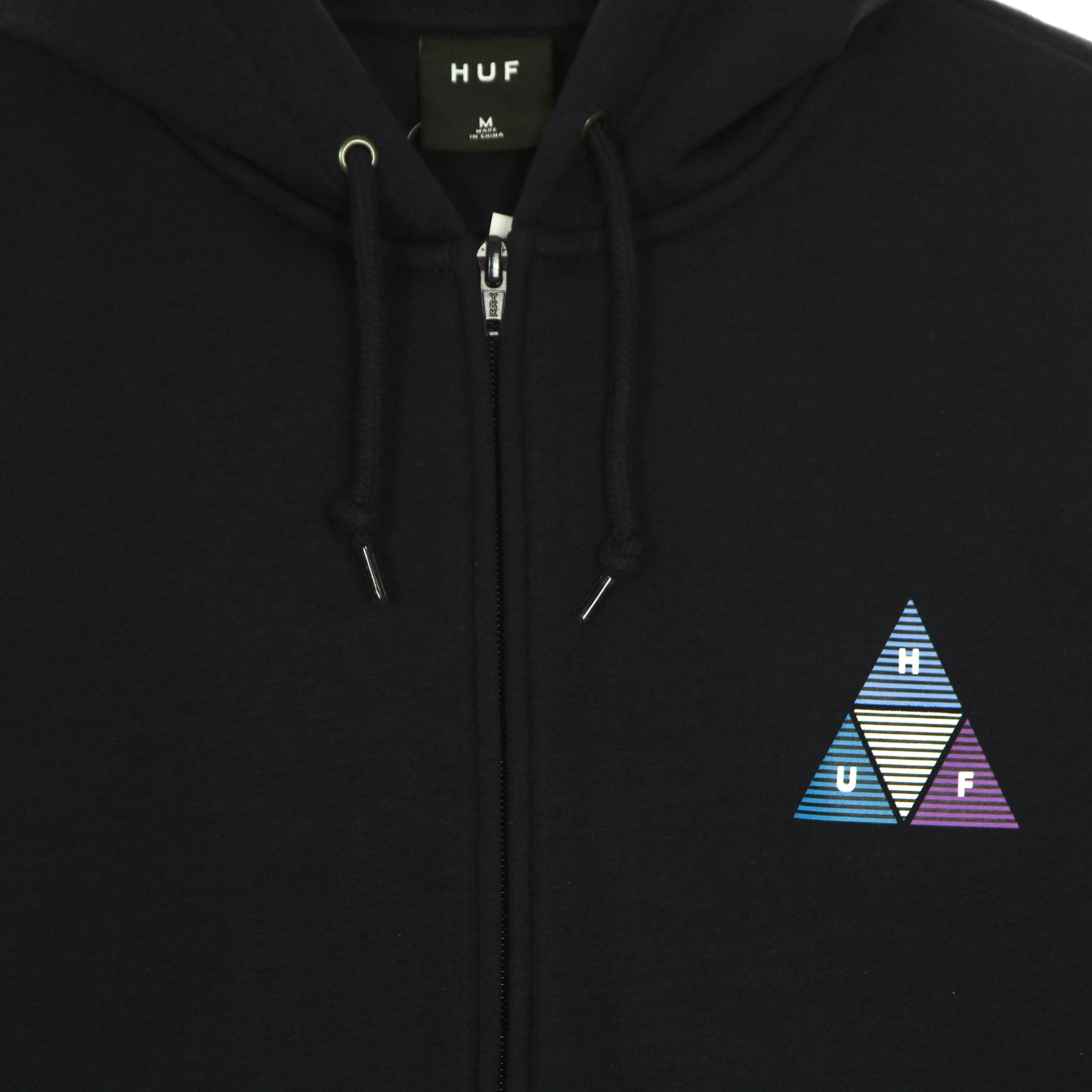 Huf, Felpa Cappuccio Zip Uomo Prism Triple Triangle Full Zip Hoodie, 