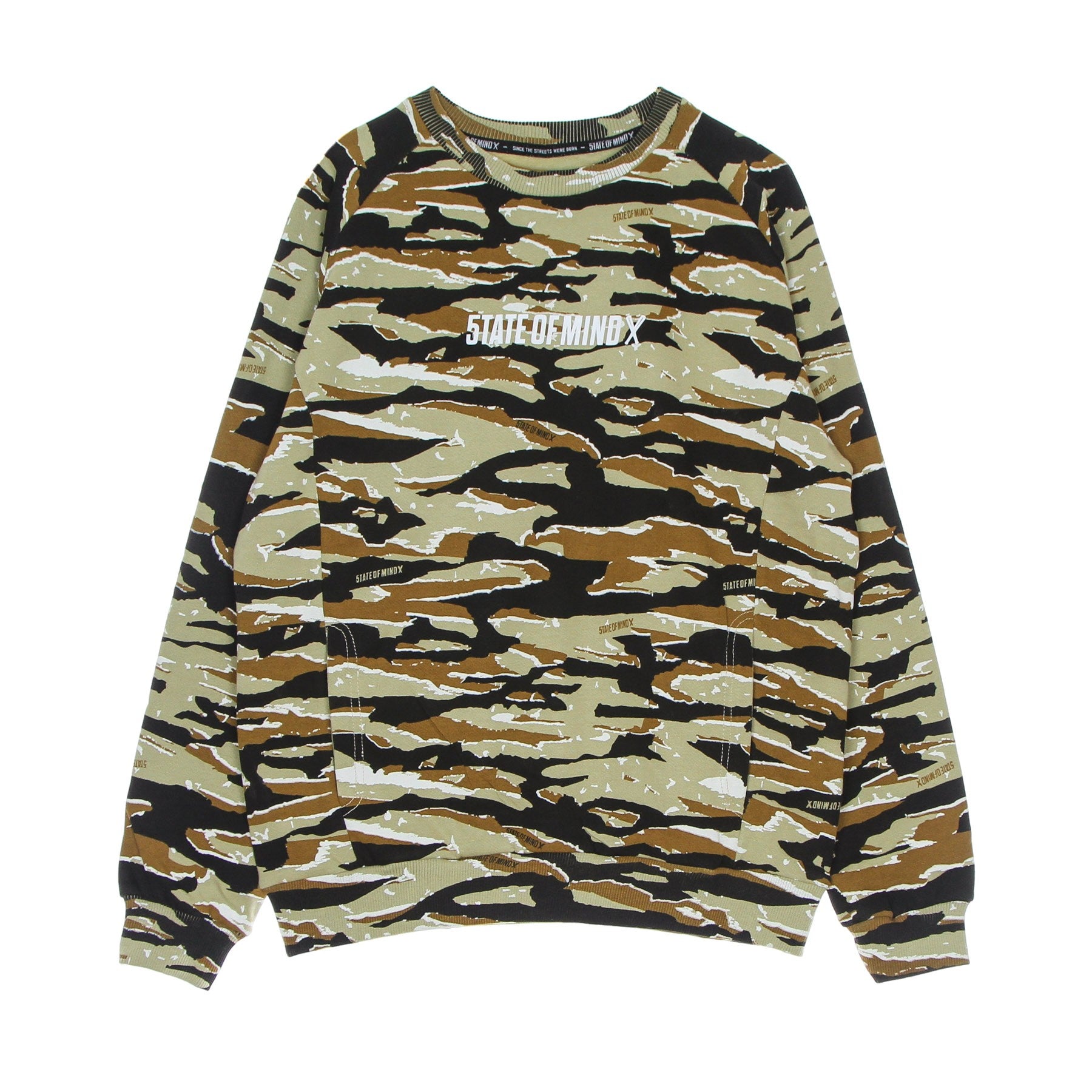 5tate Of Mind, Felpa Girocollo Uomo Box Logo Crewneck, Camouflage