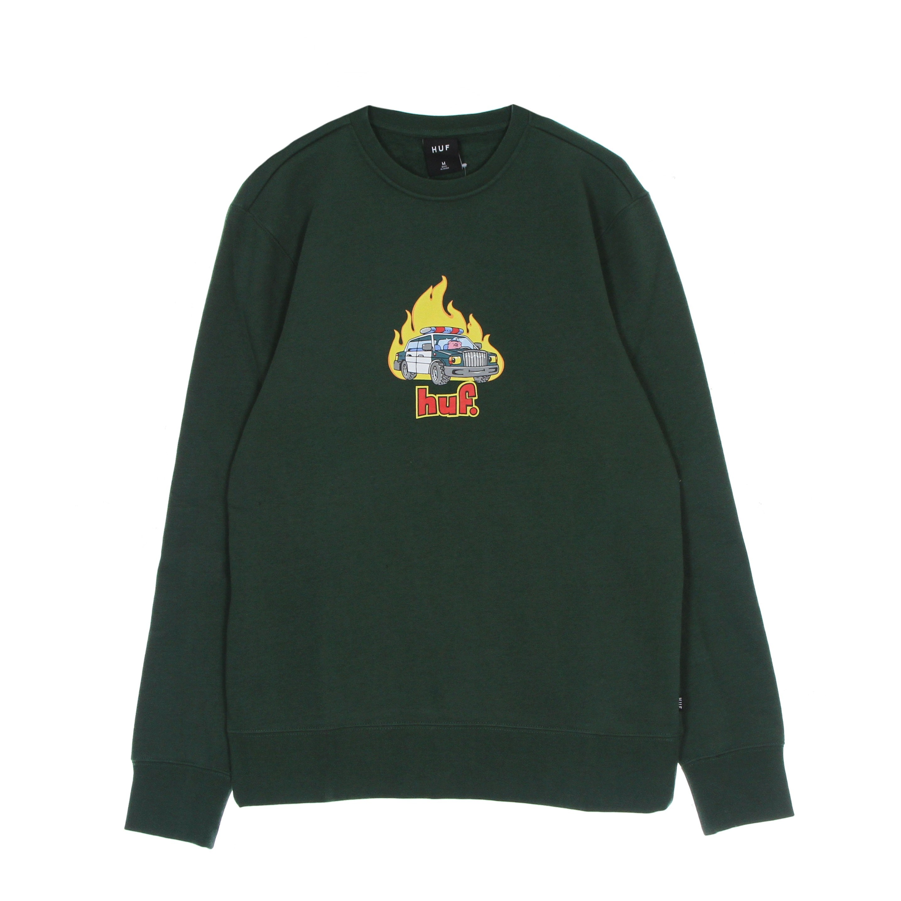 Huf, Felpa Girocollo Uomo Roasted Crew, Dark Green