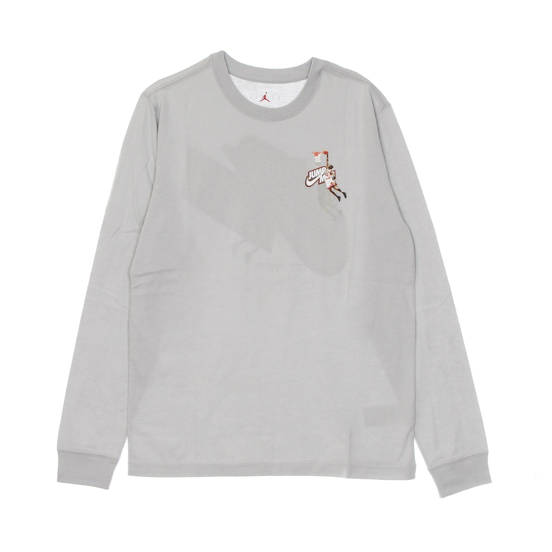 Jordan, Maglietta Manica Lunga Uomo Jumpman L/s Tee, Grey Fog/chile Red