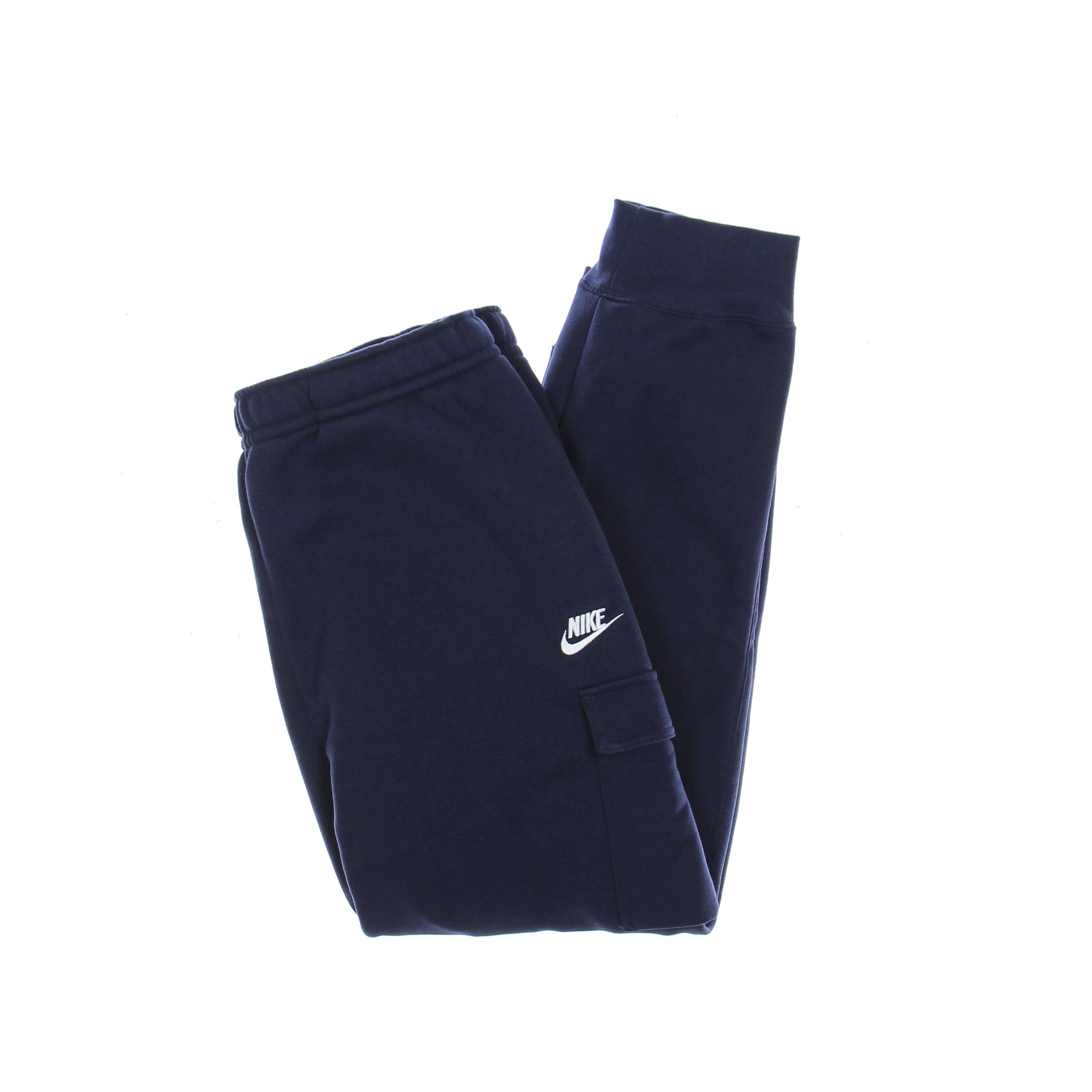 Nike, Pantalone Tuta Felpato Uomo Sportswear Club Cargo, Midnight Navy/midnight Navy/white