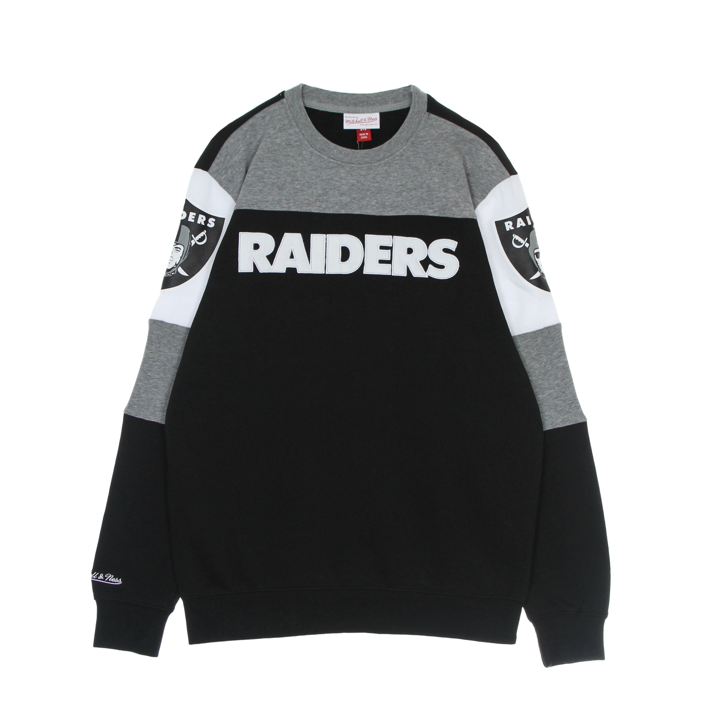 Mitchell & Ness, Felpa Girocollo Uomo Nfl Overtime Fleece Crew Oakrai, Original Team Colors