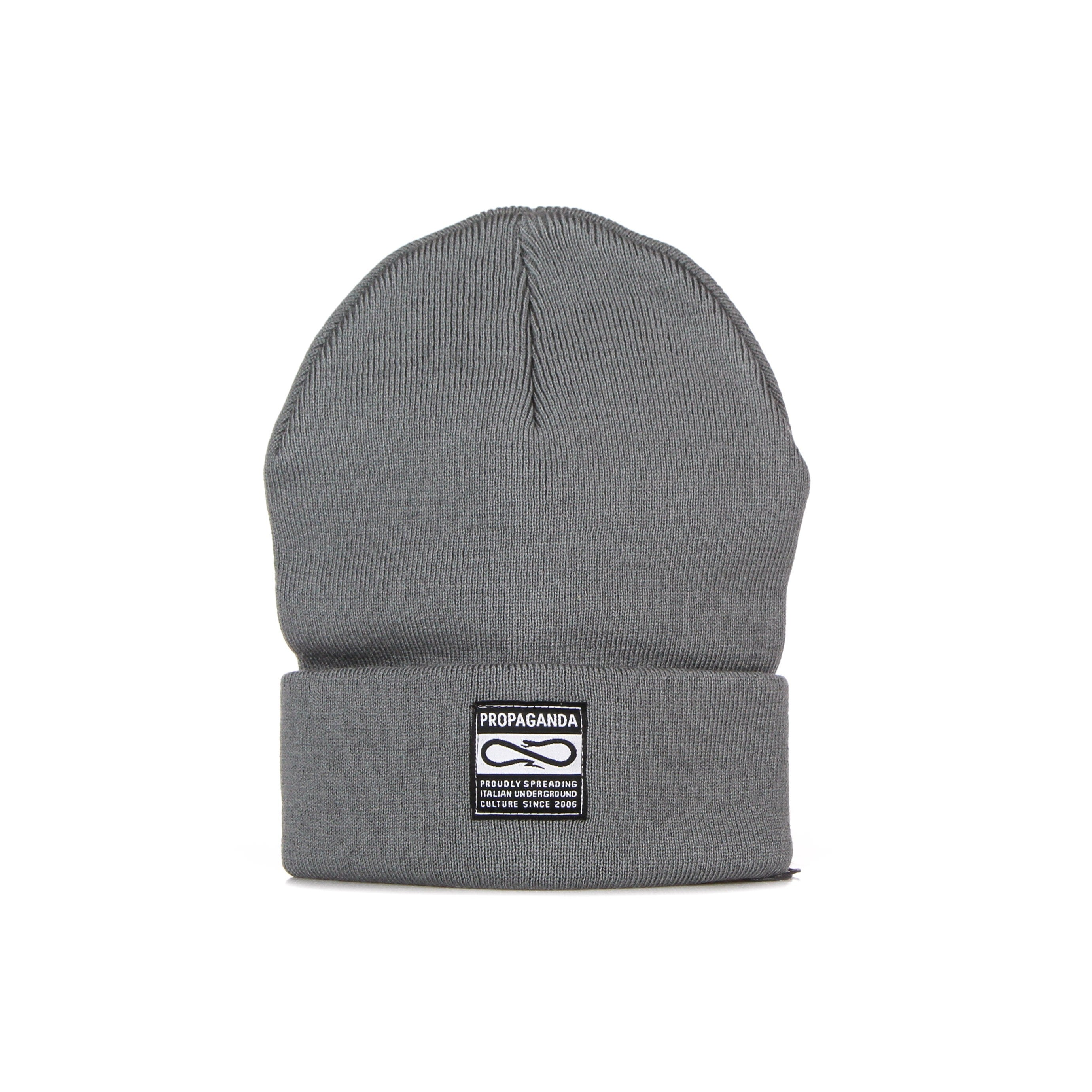Propaganda, Cappello Uomo Label Beanie, Grey