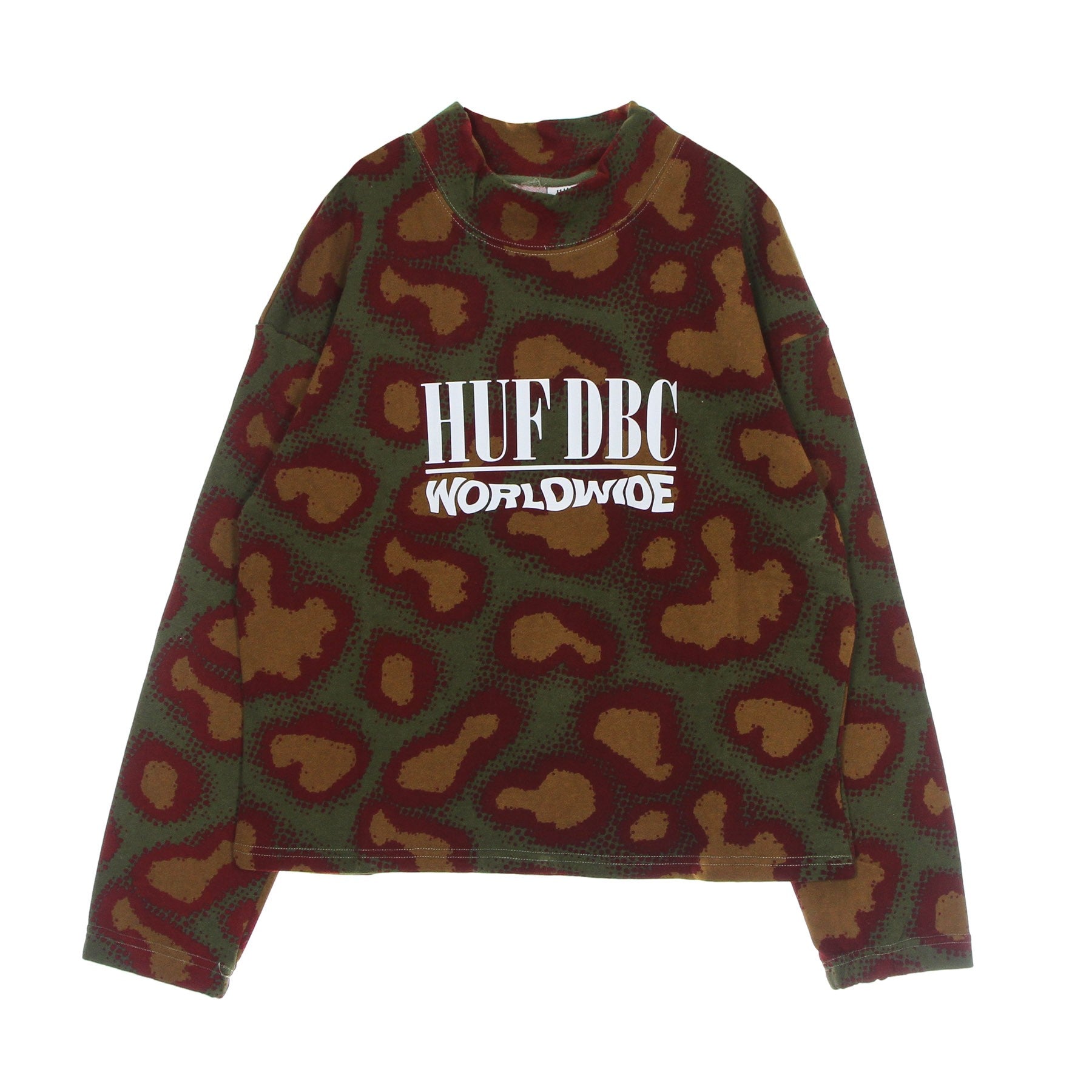 Huf, Felpa Leggera Collo Alto Donna Network French Terry Crew, Olive