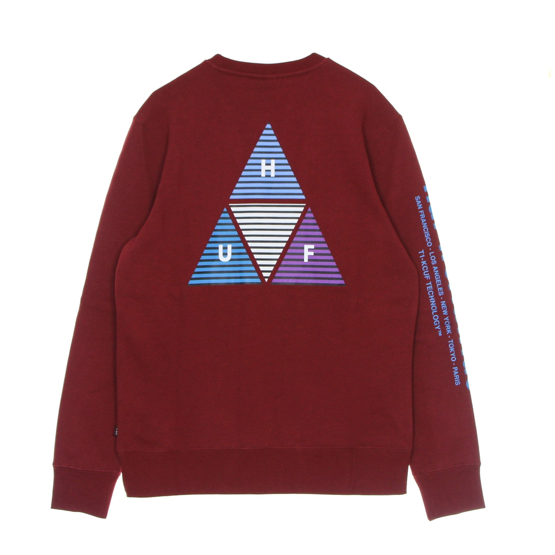 Huf, Felpa Girocollo Uomo Prism Triple Triangle Crew, 