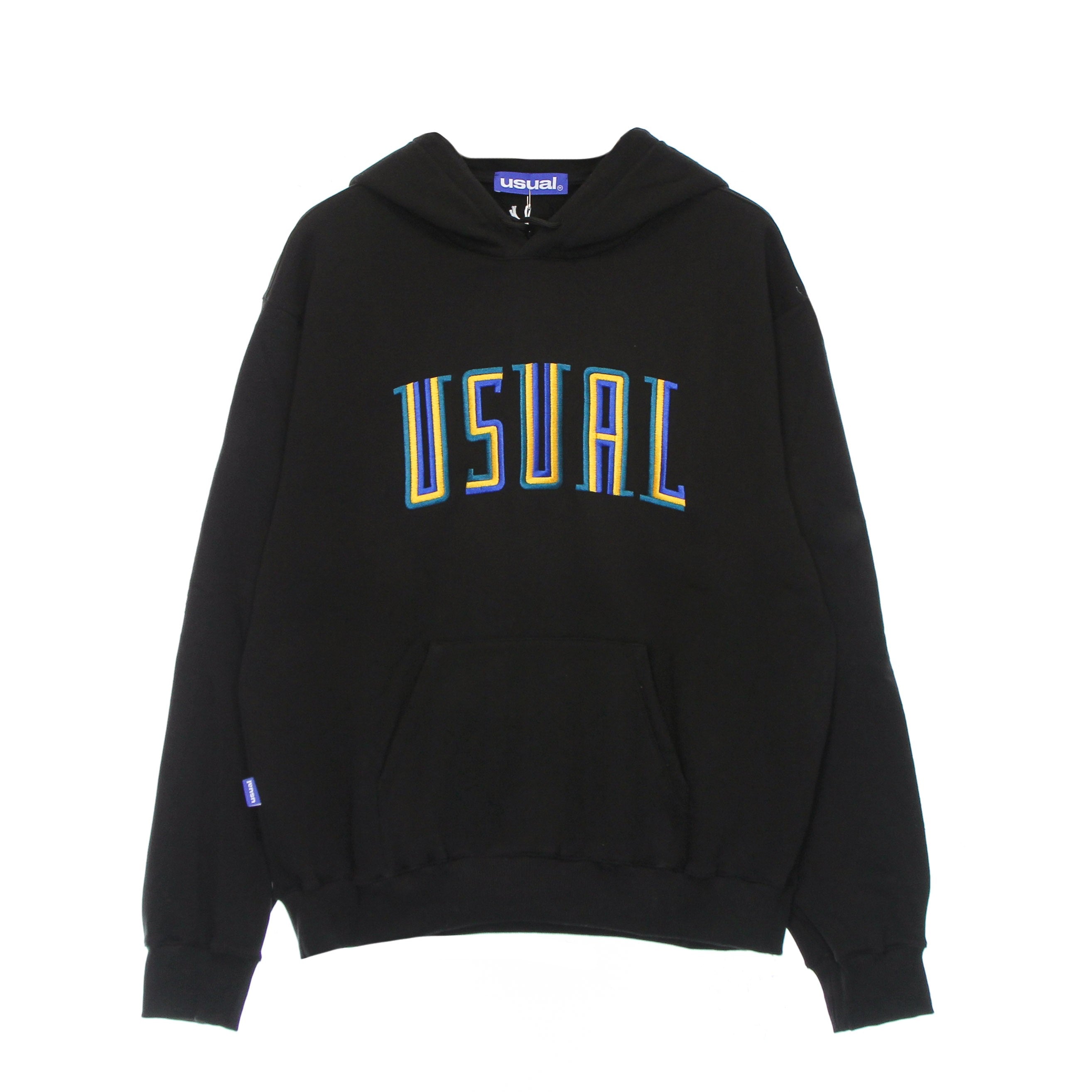 Usual, Felpa Cappuccio Uomo Stripe Hoodie, Black