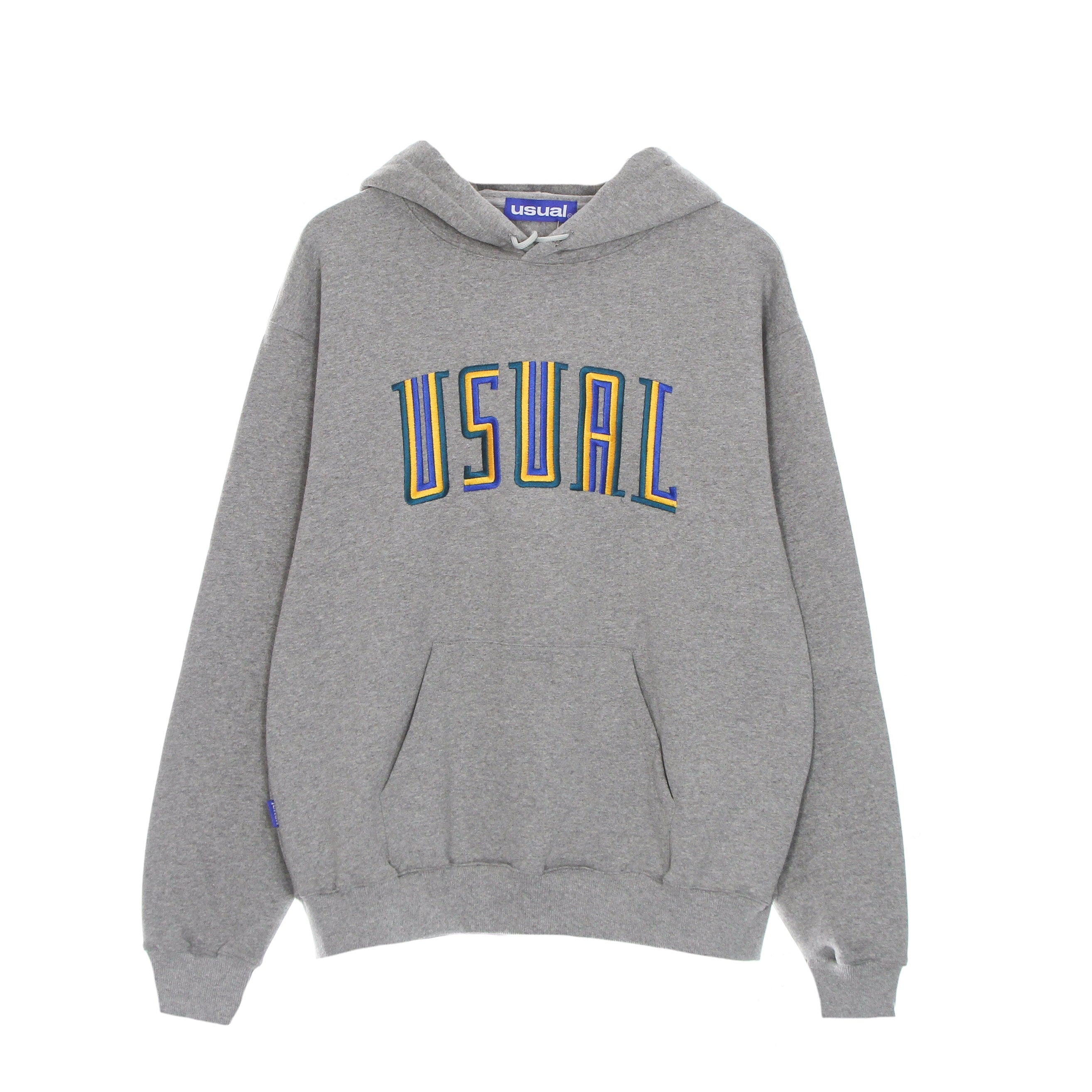 Usual, Felpa Cappuccio Uomo Stripe Hoodie, Heather Grey