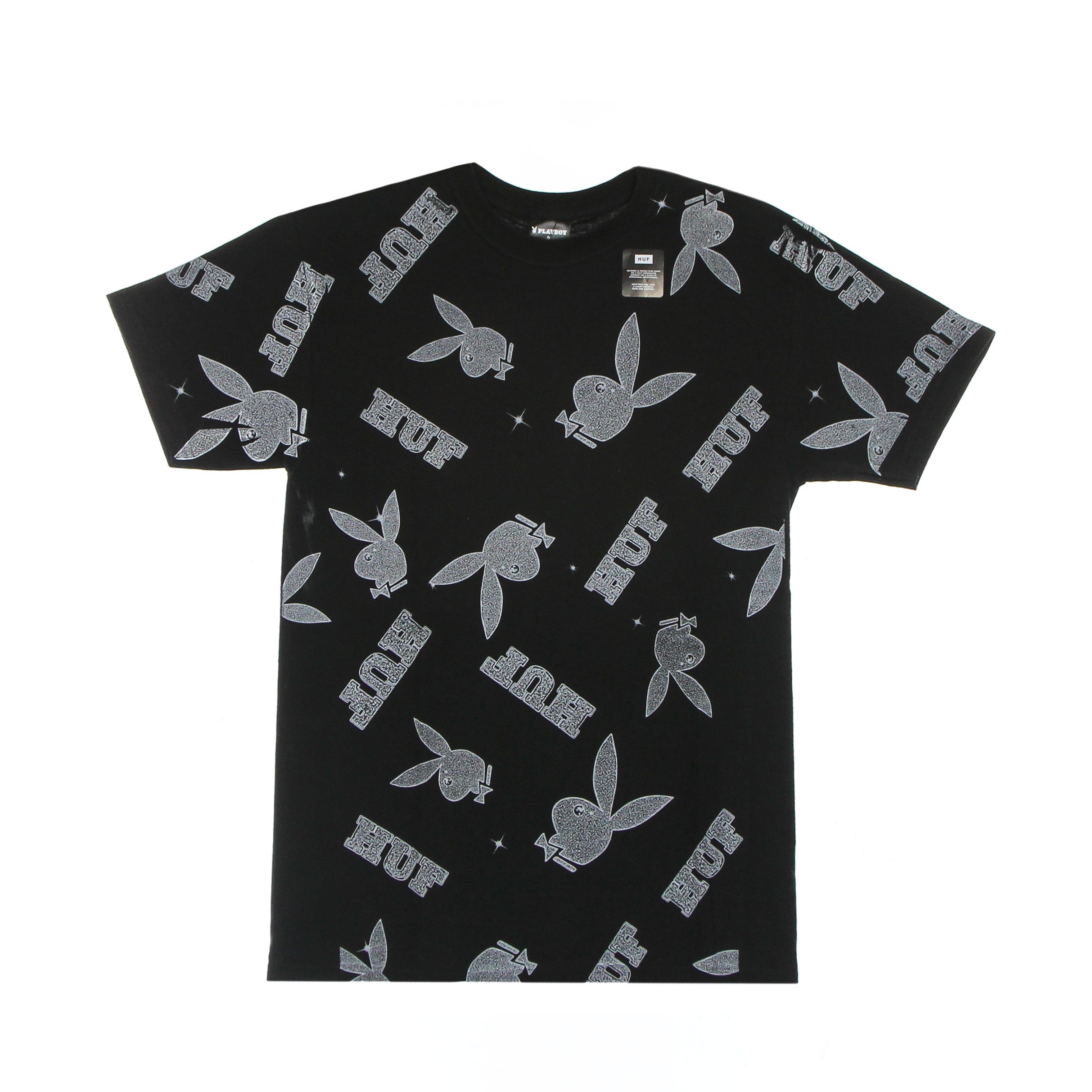 Huf, Maglietta Uomo Vvs Pattern Tee X Playboy, Black