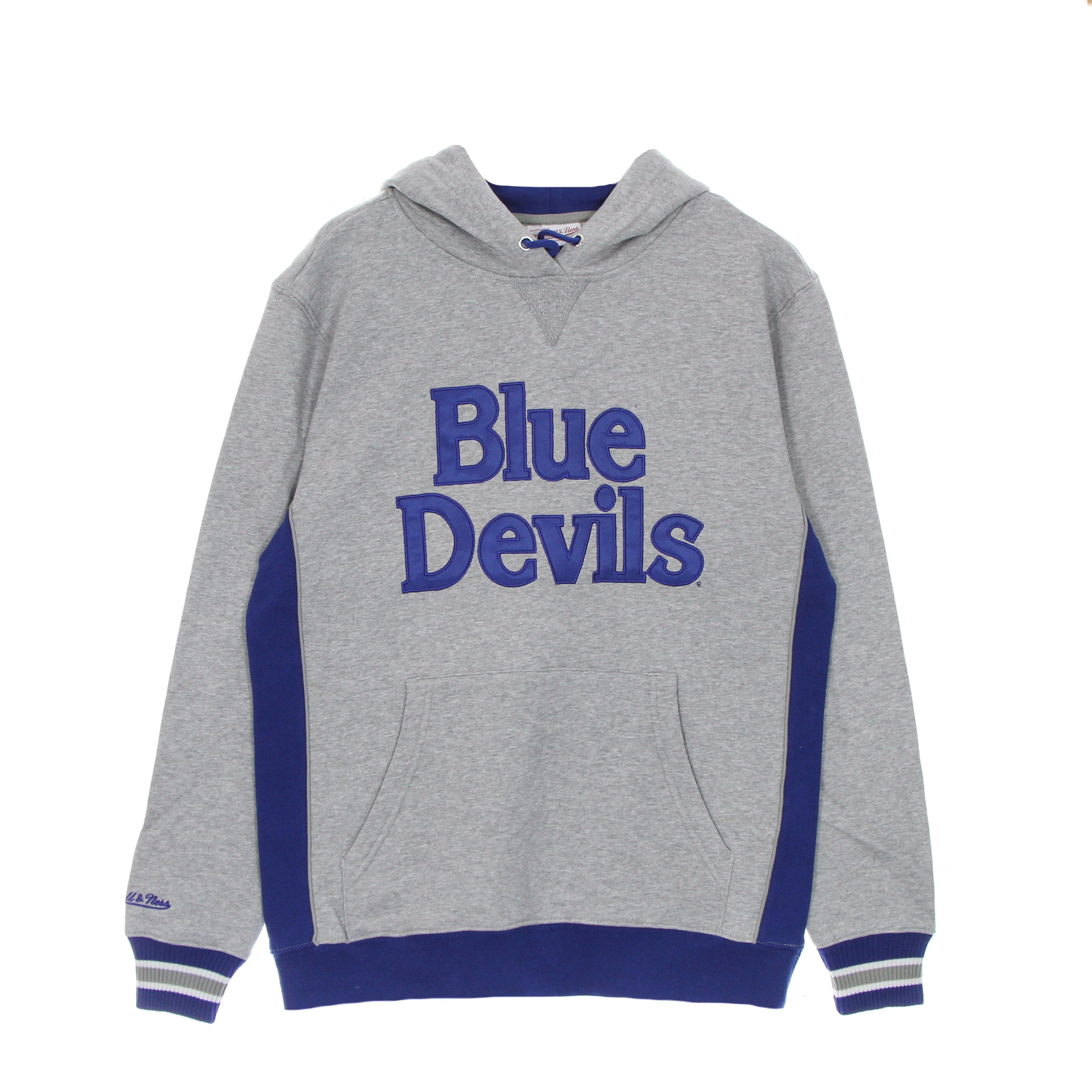 Mitchell & Ness, Felpa Cappuccio Uomo Ncaa Pinnacle Heavyweight Fleece Hoodie Dukdev, Royal/grey