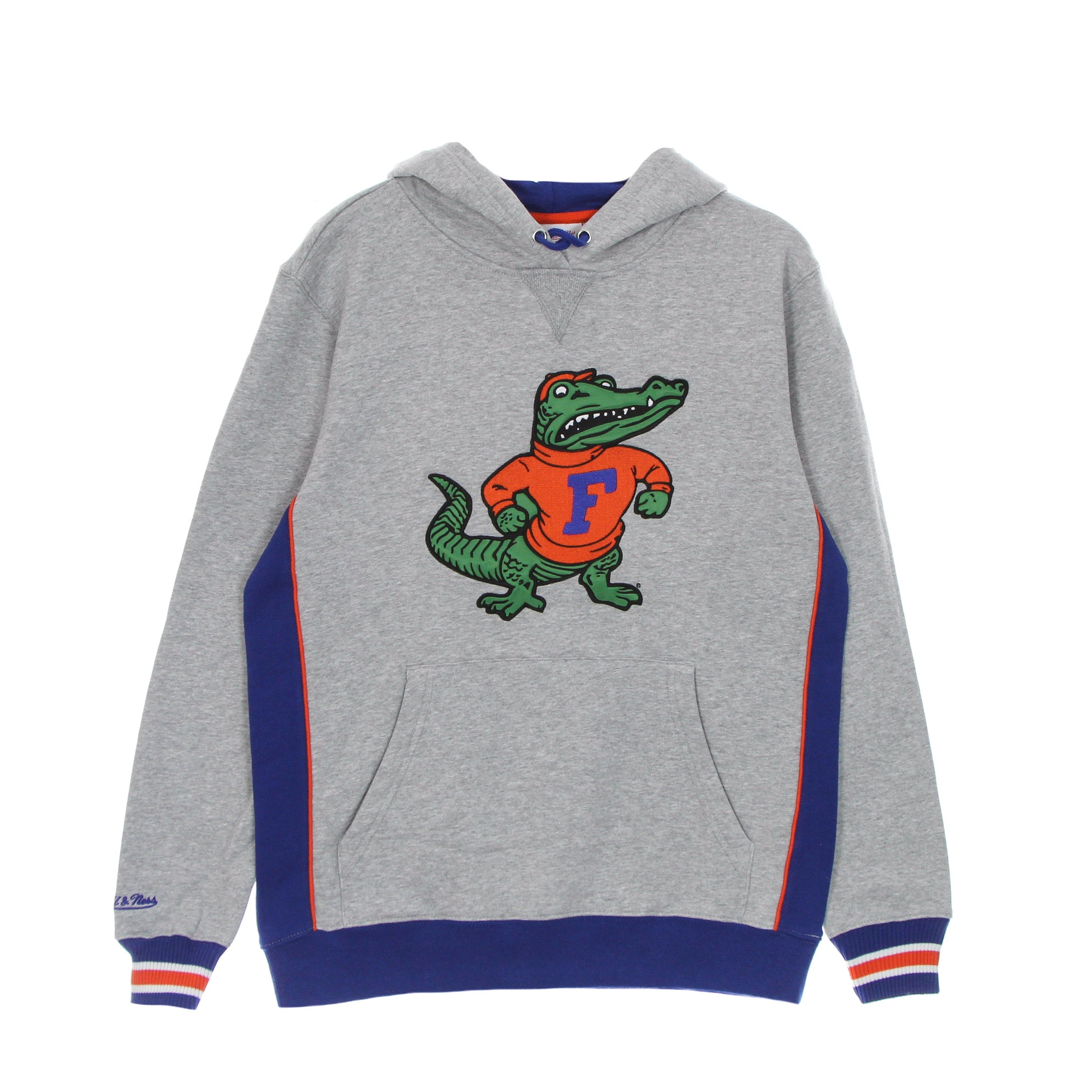 Mitchell & Ness, Felpa Cappuccio Uomo Ncaa Pinnacle Heavyweight Fleece Hoodie Flogat, Royal/orange