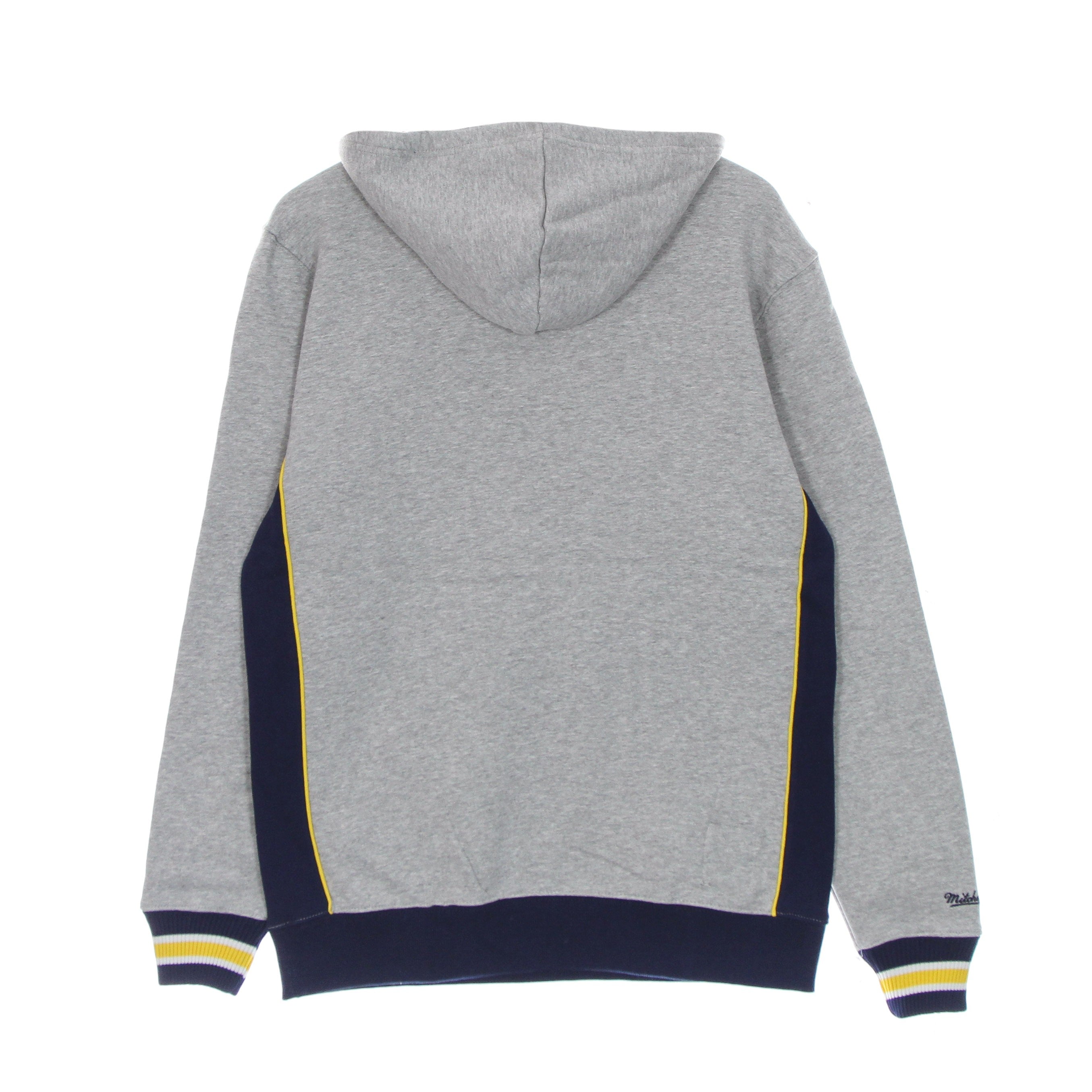 Mitchell & Ness, Felpa Cappuccio Uomo Ncaa Pinnacle Heavyweight Fleece Hoodie Msuspa, Navy/yellow