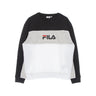 Fila, Felpa Leggera Girocollo Donna Amina Blocked Crew Sweat, Bright White/black/light Grey Melange Bros
