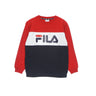 Fila, Felpa Leggera Girocollo Ragazzo Carlotta Blocked Crew Shirt, Black Iris/true Red/bright White