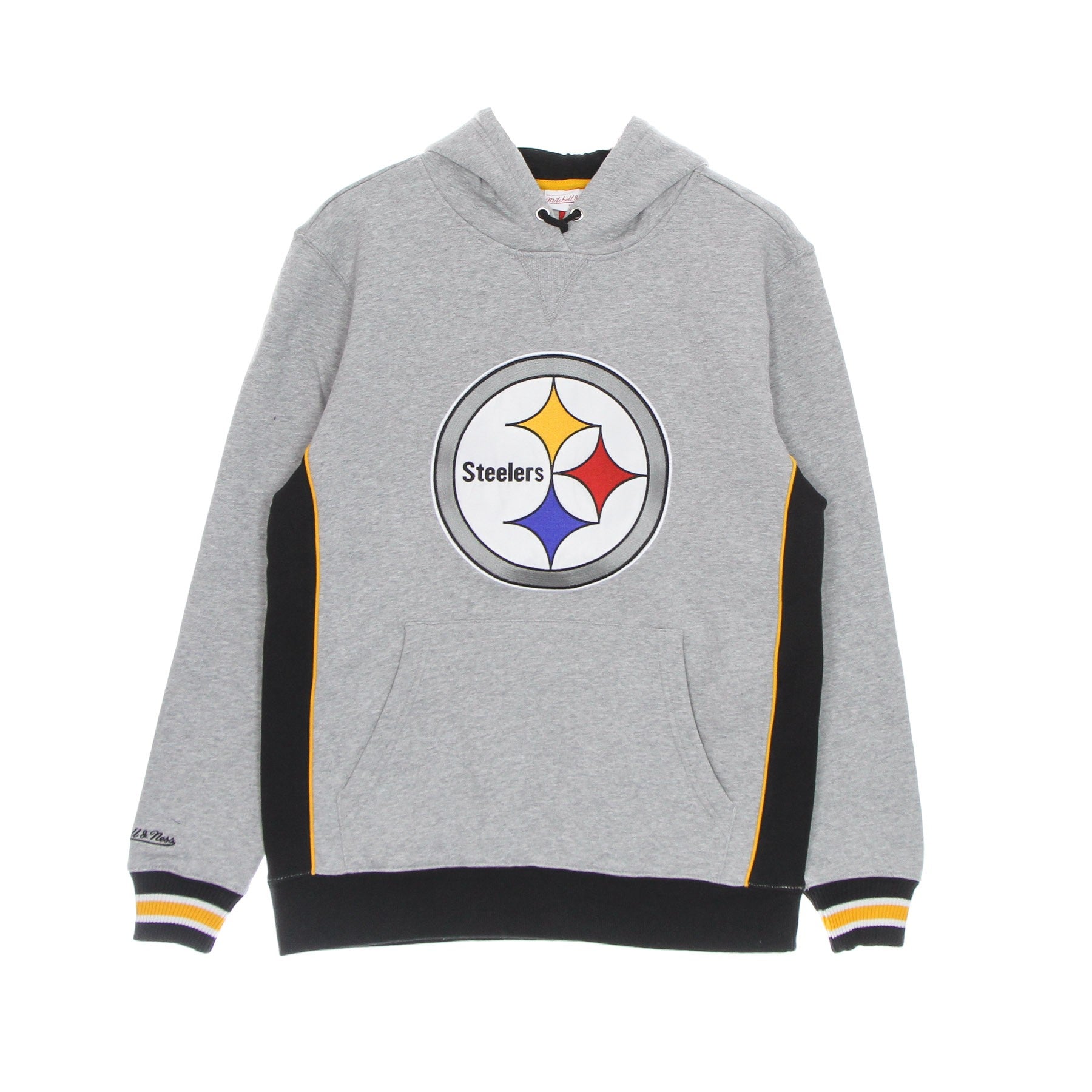 Mitchell & Ness, Felpa Cappuccio Uomo Nfl Pinnacle Heavyweight Fleece Hoodie Pitste, Grey Heather/original Team Colors