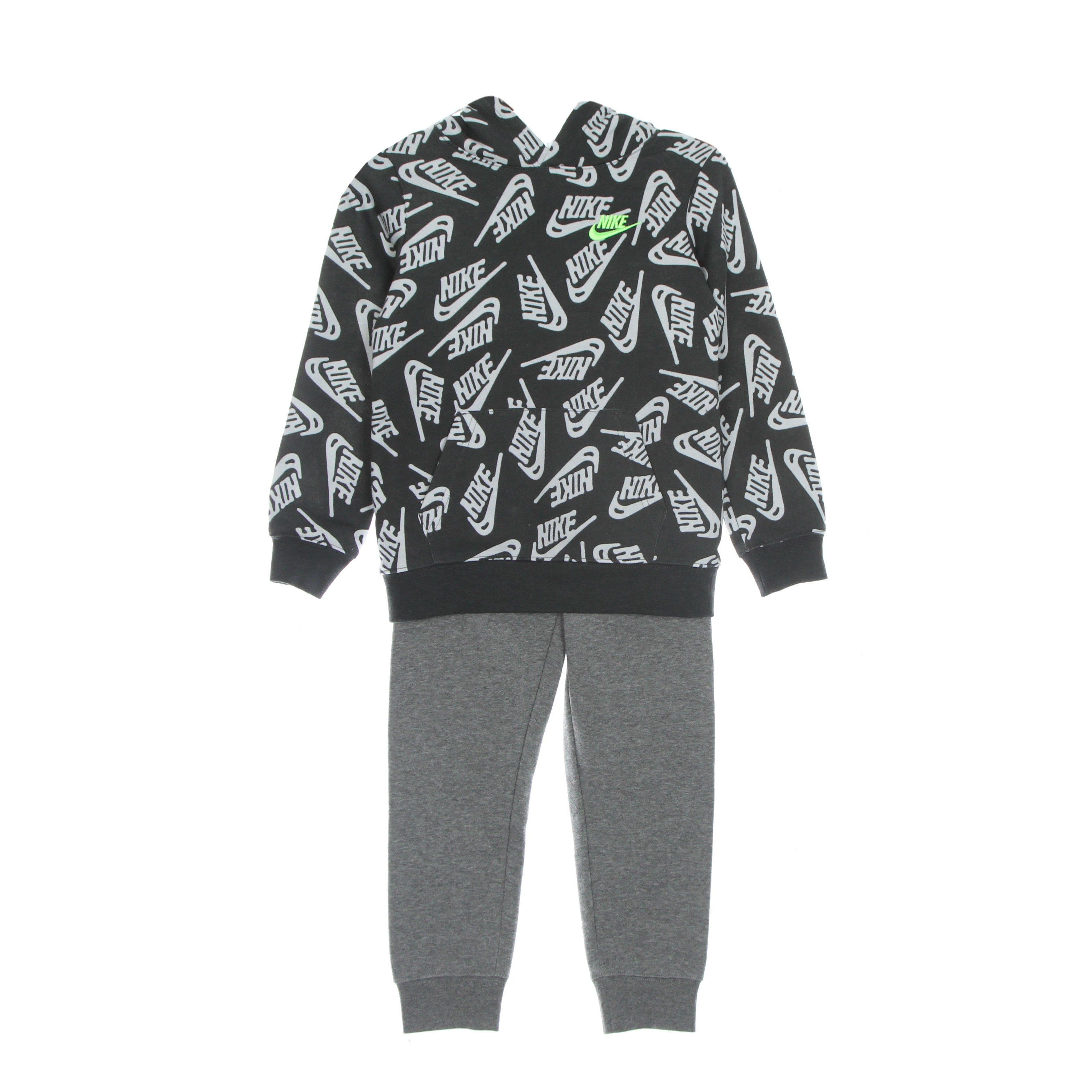 Nike, Completo Tuta Bambino Aop Fleece Po Hoodie+ Jogger Set, Carbon Heather