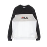 Fila, Felpa Leggera Girocollo Uomo Aqil Blocked Crew Sweat, Bright White/black/light Grey Melange Bros