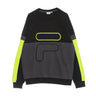 Fila, Felpa Leggera Girocollo Uomo Ponto Blocked Crew Sweat, Black/asphalt/sulphur Spring