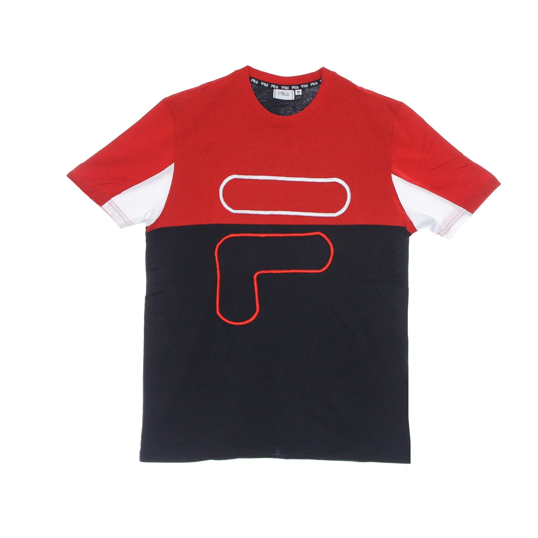 Fila, Maglietta Uomo Paton Blocked Tee, Black Iris/true Red/bright White