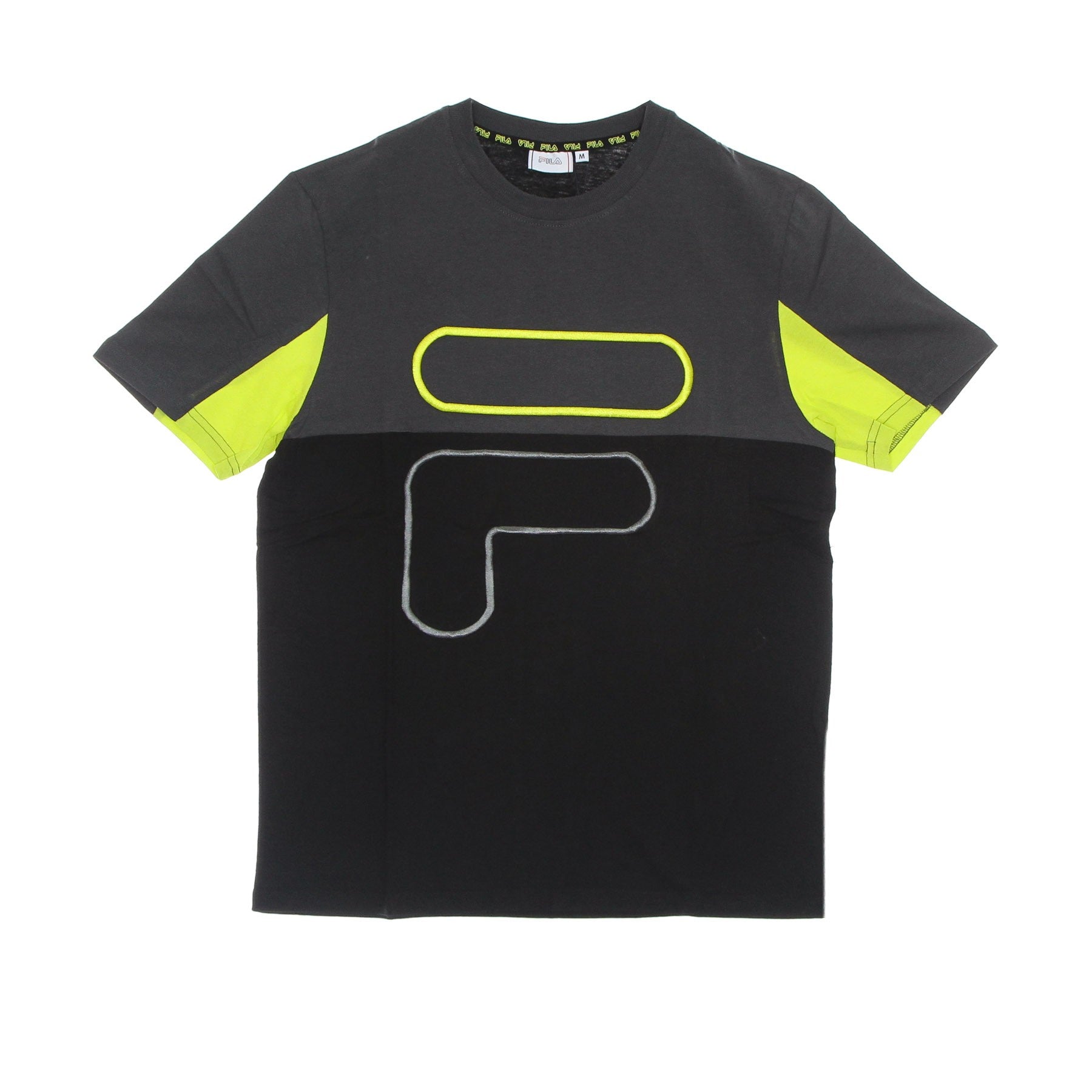 Fila, Maglietta Uomo Paton Blocked Tee, Black/asphalt/sulphur Spring