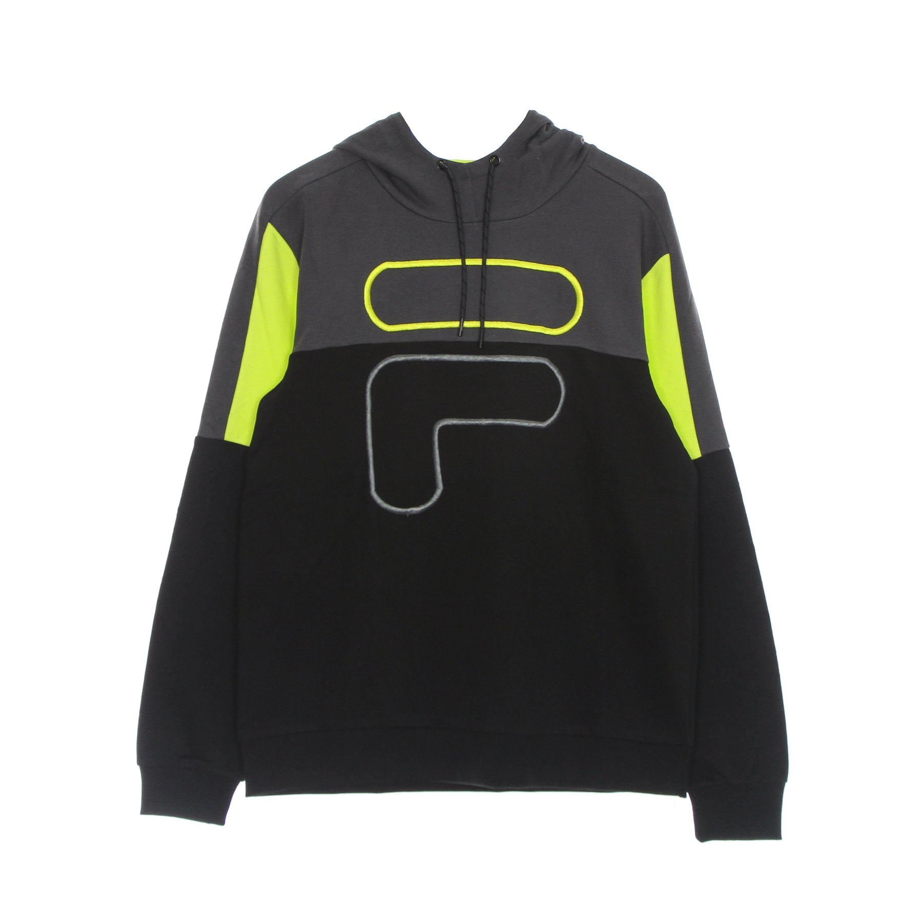Fila, Felpa Leggera Cappuccio Uomo Parsom Blocked Hoodie, Black/asphalt/sulphur Spring