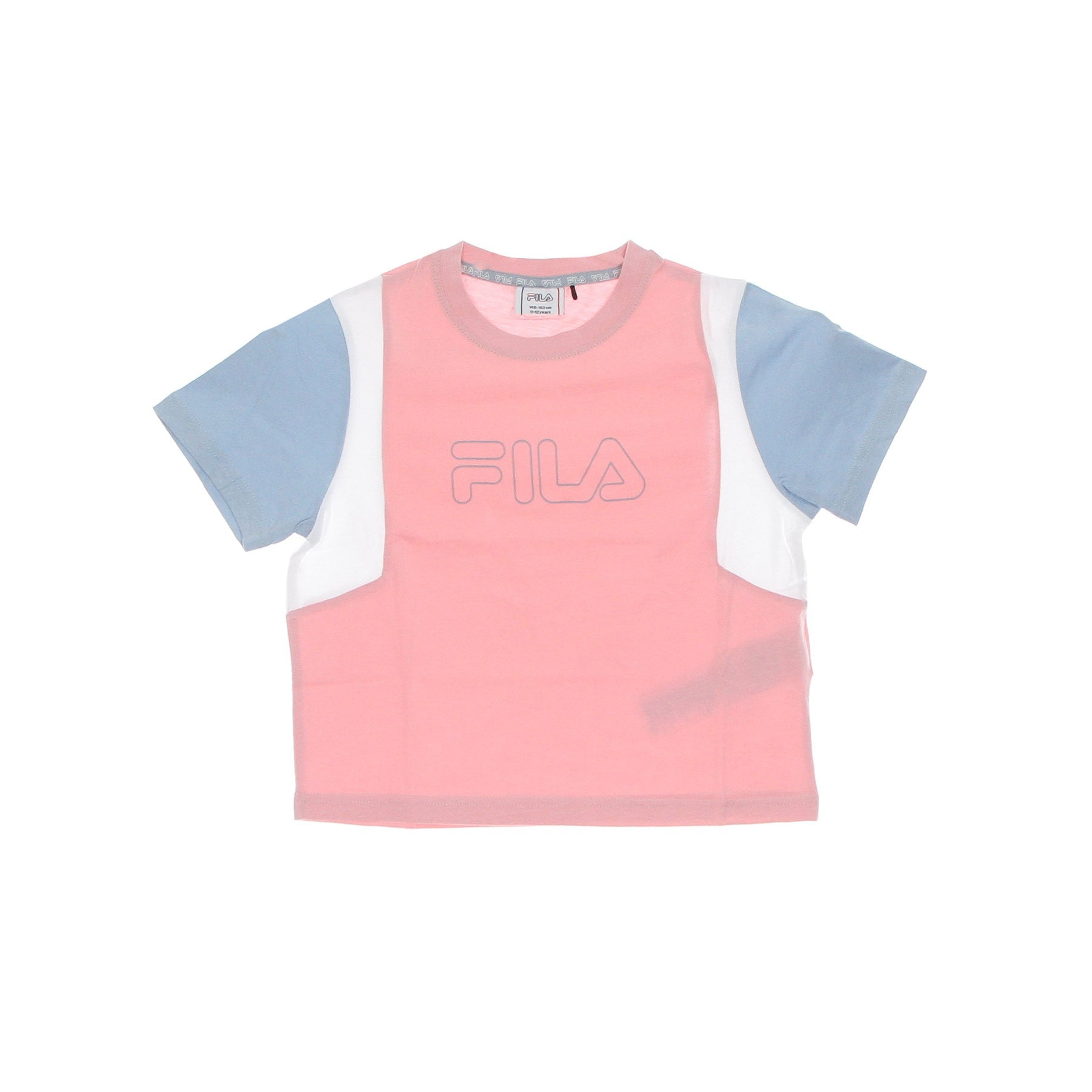Fila, Maglietta Ragazza Samara Blocked Cropped Tee, Coral Blush/blue Fog/bright White