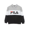 Fila, Felpa Cappuccio Ragazzo Olena Blocked Hoodie, Light Grey Melange/black/bright White