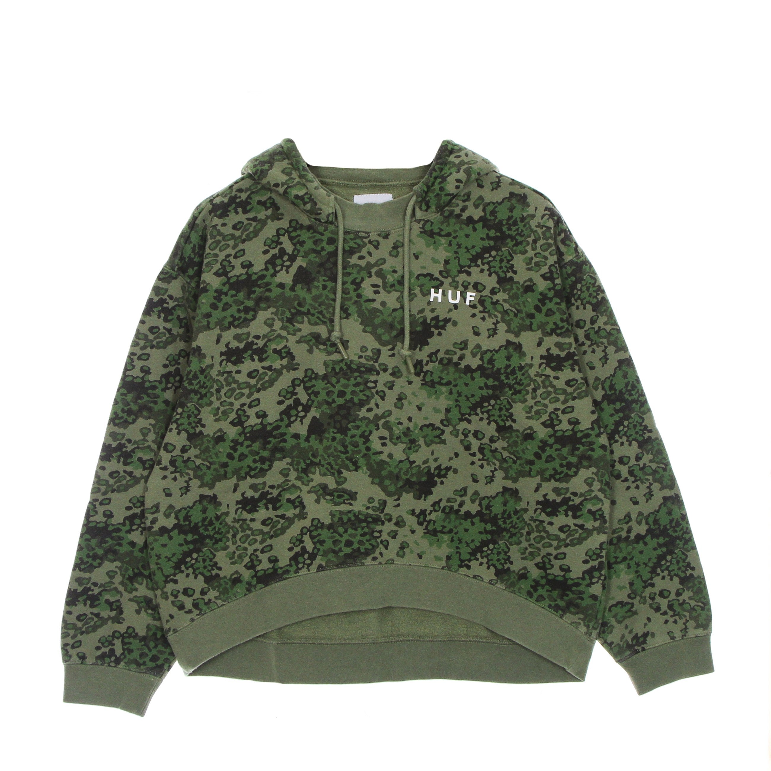 Huf, Felpa Cappuccio Donna Contra Mockneck Po Hoodie, Green Camo