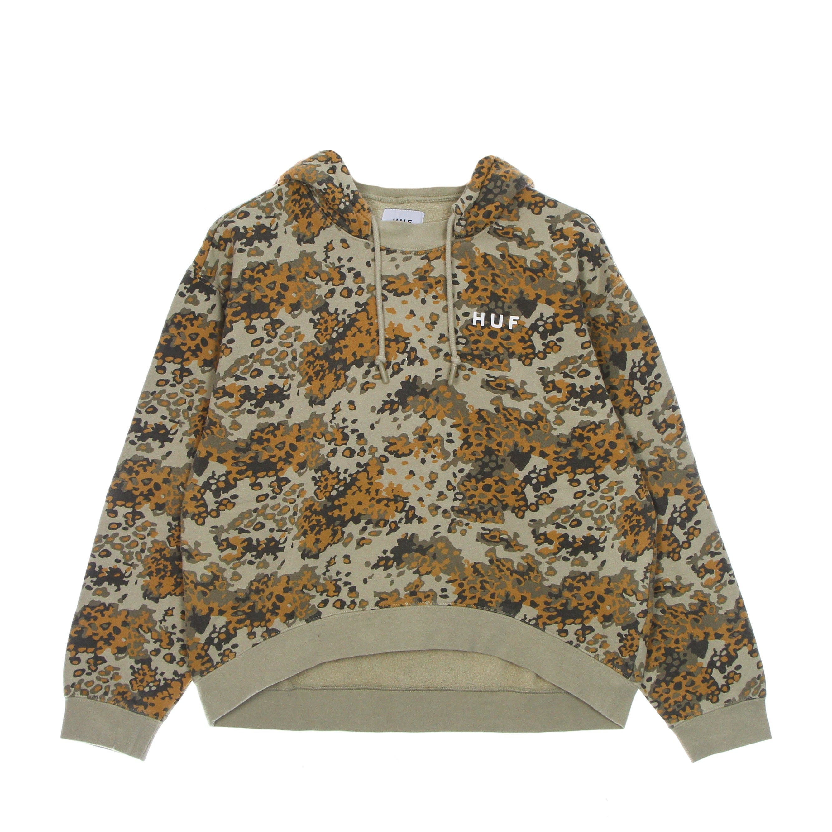 Huf, Felpa Cappuccio Donna Contra Mockneck Po Hoodie, Tan Camo