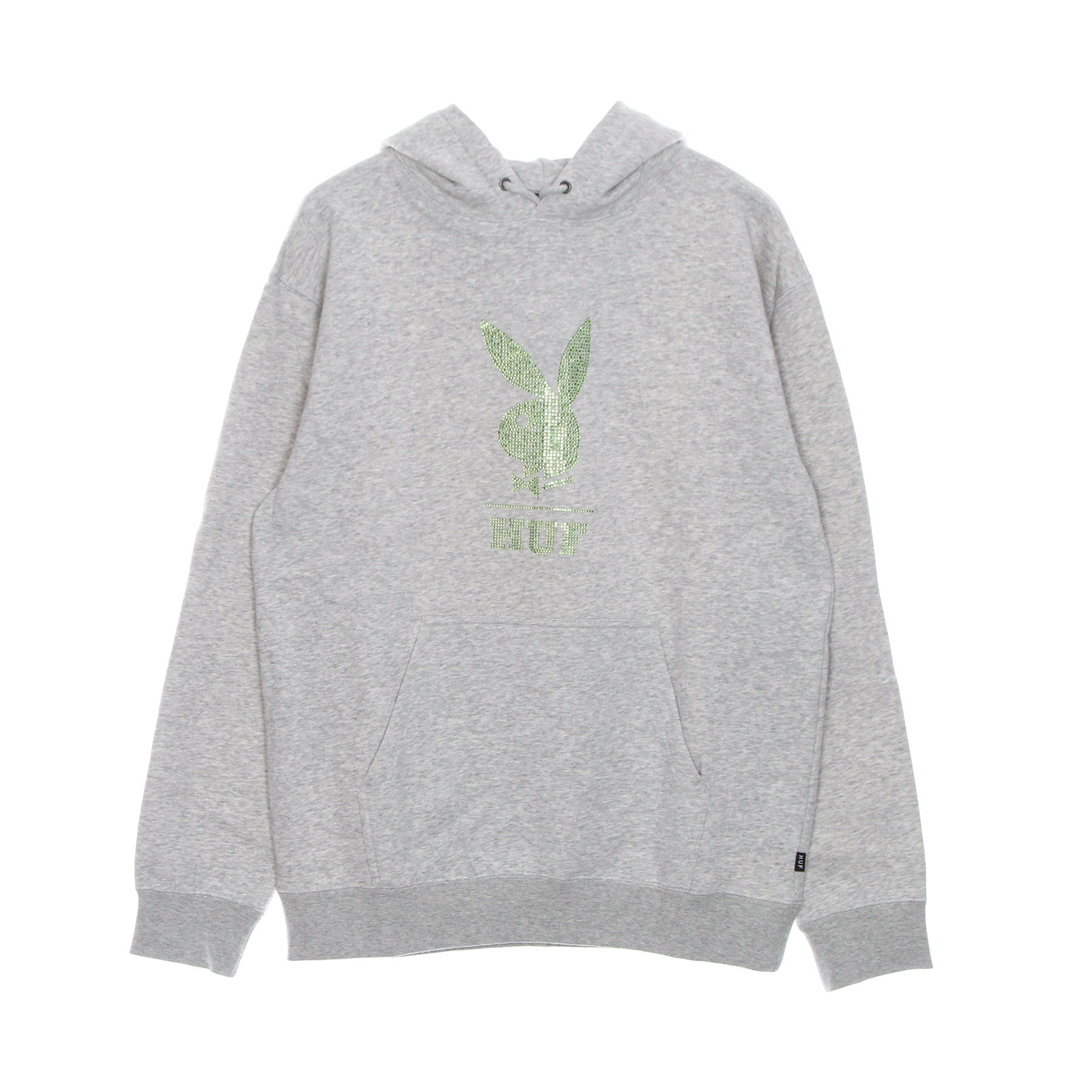Huf, Felpa Cappuccio Uomo Rhinestone Po Hoodie X Playboy, Grey Heather
